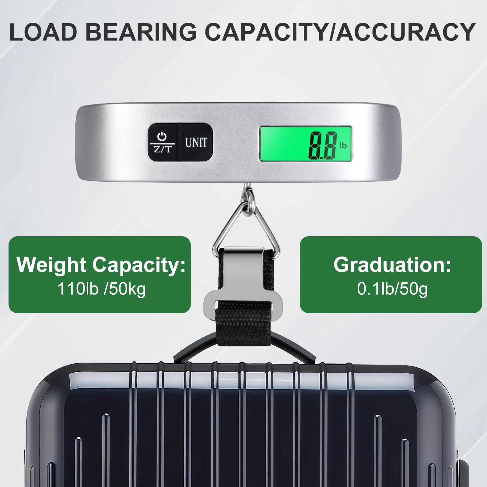 Qxutiwy Luggage Scale, 110 Pounds Digital Luggage Scale Battery Included