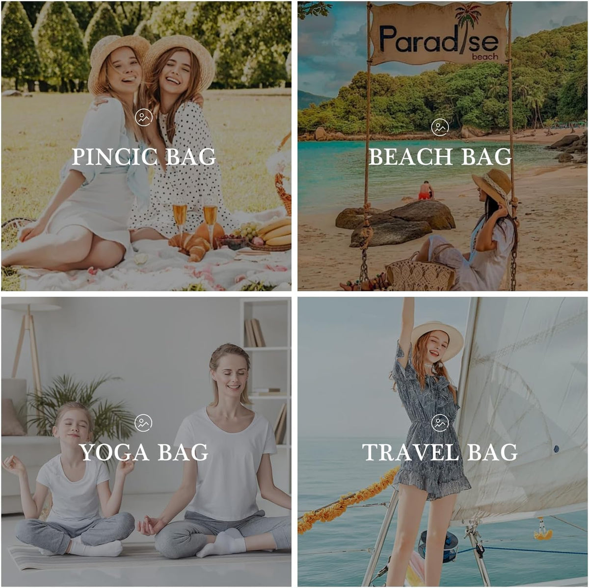 YOOLIFE Beach Bags for Women - Travel Canvas Beach Tote, Pool Waterproof Bag, Travel Essentials