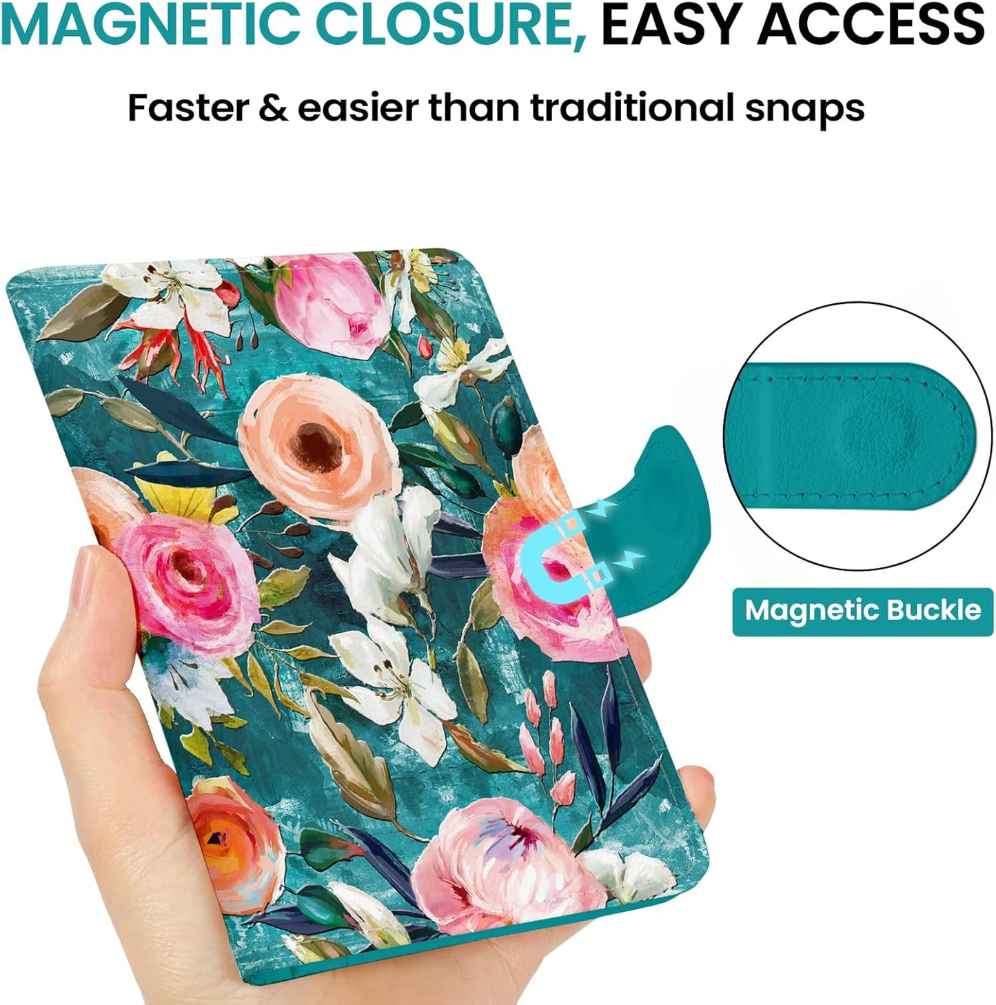 Passport Holder for Travel Essentials, RFID Blocking Leather Cover Wallet with Magnetic Closure, Aesthetic & Cute Passport Book Case for Women and Men - Oil