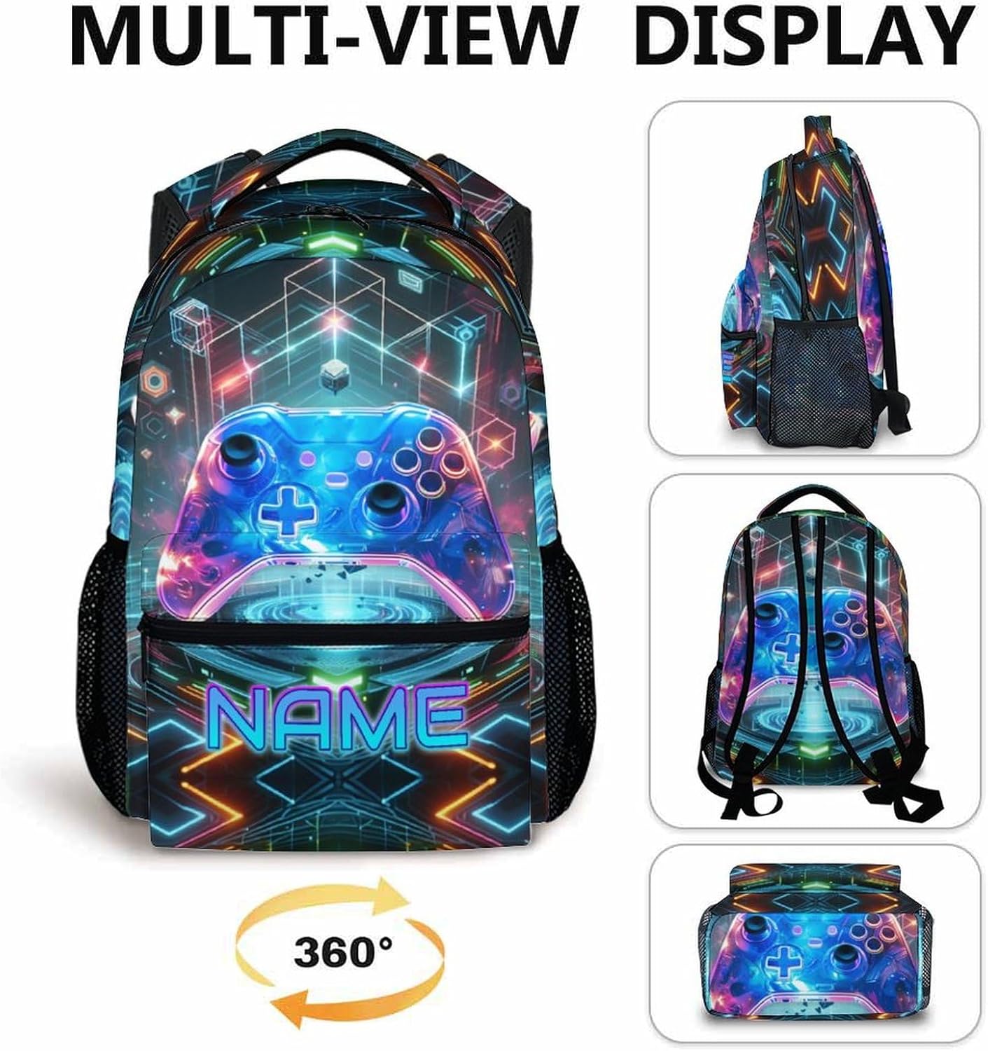Kids Backpacks for Boys, 17" Back to School Gifts for Kids Children 8-12, Personalized Game Bookbag Supplies with Pockets for Preschool Elementary, Custom School Backpacks for Gaming Lovers