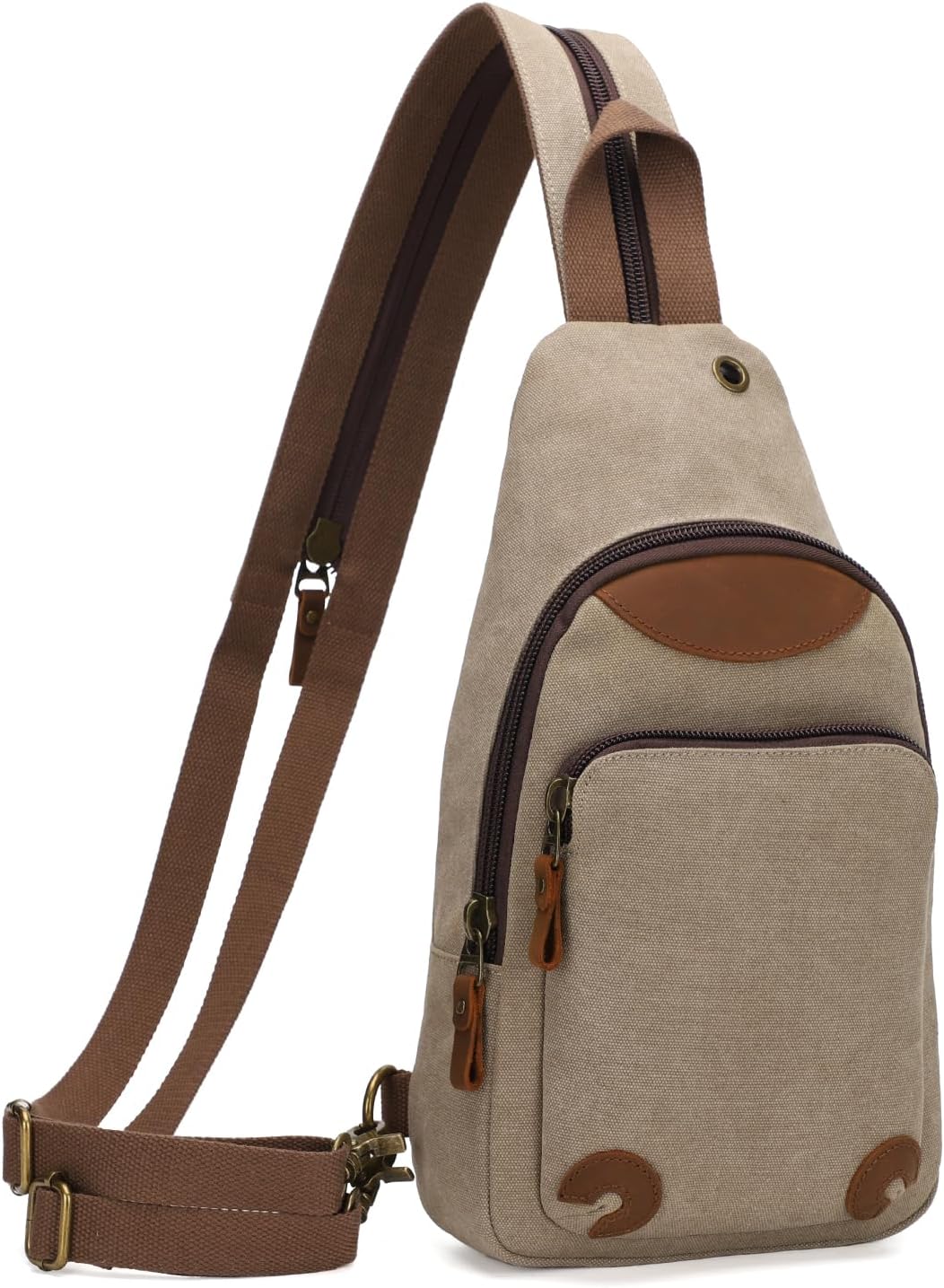 KL928 Canvas Sling Bag Crossbody Backpack Shoulder Casual Rucksack for Men Women,Khaki