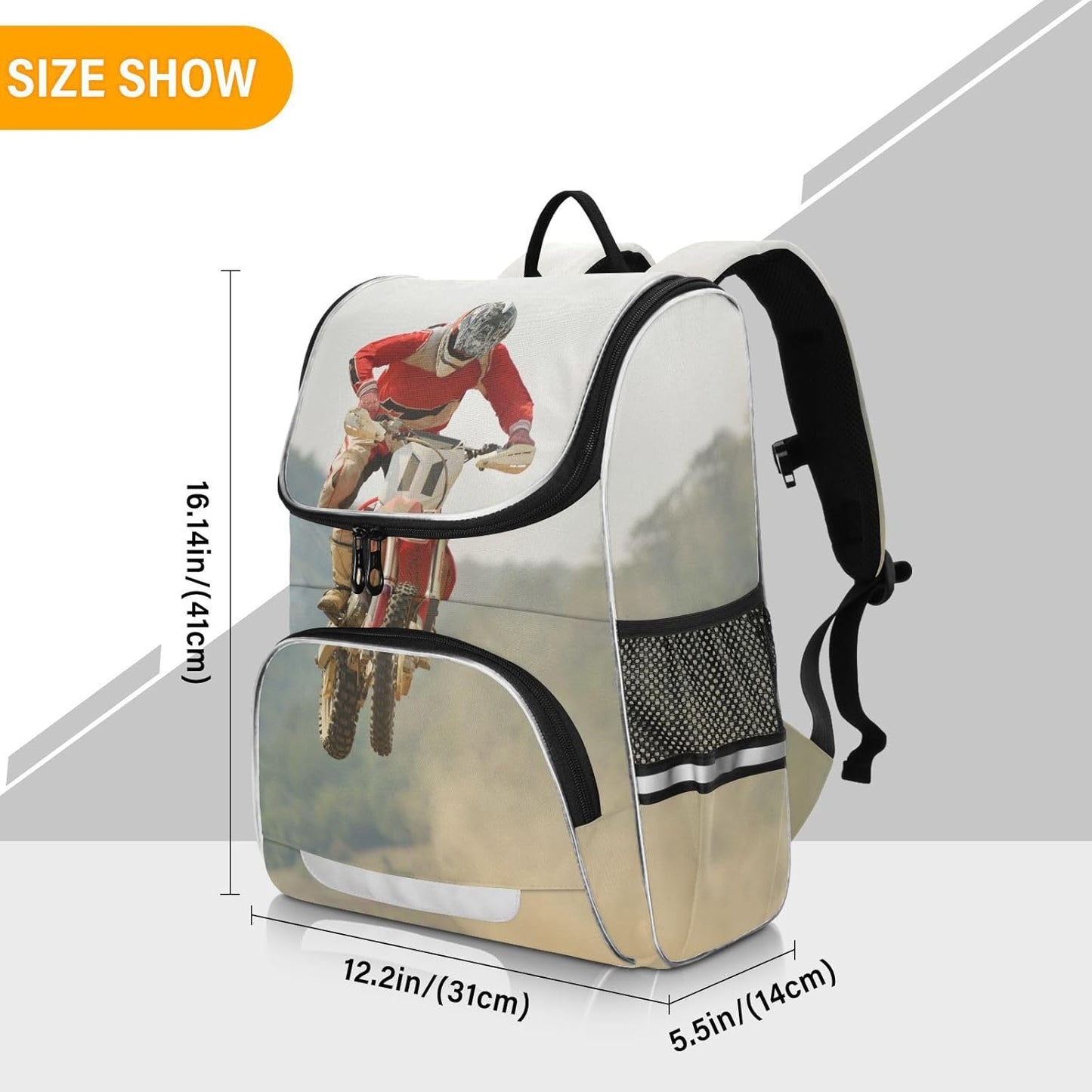 Motorcross Bike Cute Backpack For Girls Kids Backpack Boys Teen School Bag Bookbag Travel Daypacks