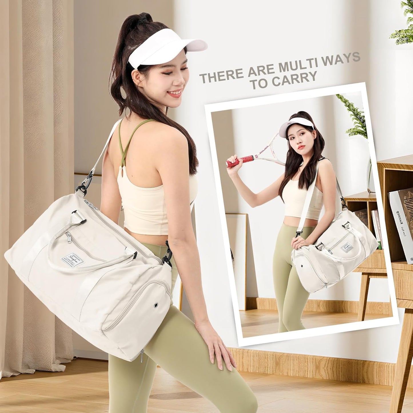 Gym Bag for Women Men with Shoes Compartment and Wet Pocket,Sport Swimming Yoga Bag,Waterproof