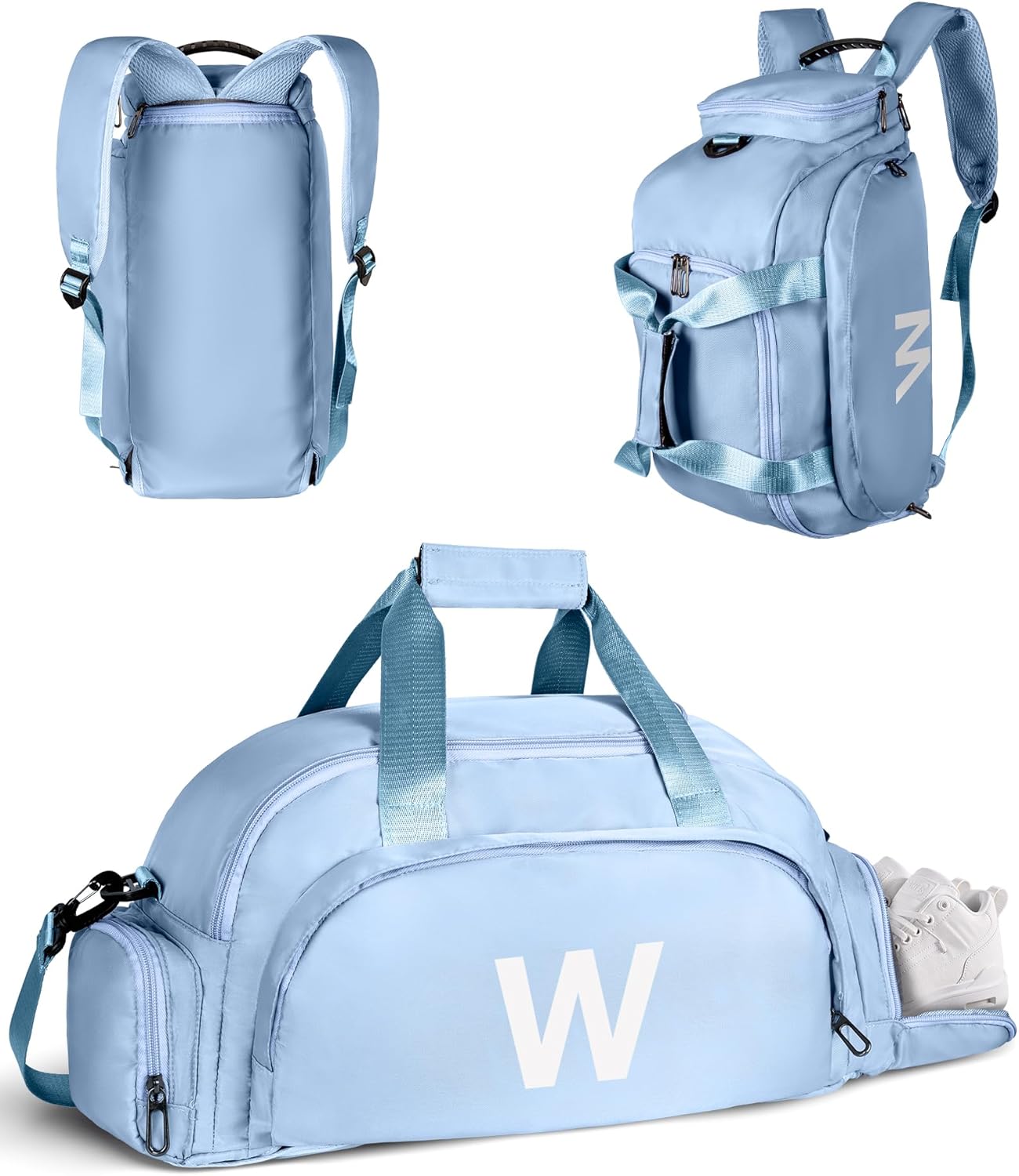 16 Year Old Girl Birthday Gifts, Initial Gym Bags with Shoe Compartment, Dance Bag for Girls, Monogram Kid Overnight Bags, Small Travel Duffle Tote-Perfect for Ballet Yoga Sport (Letter W)