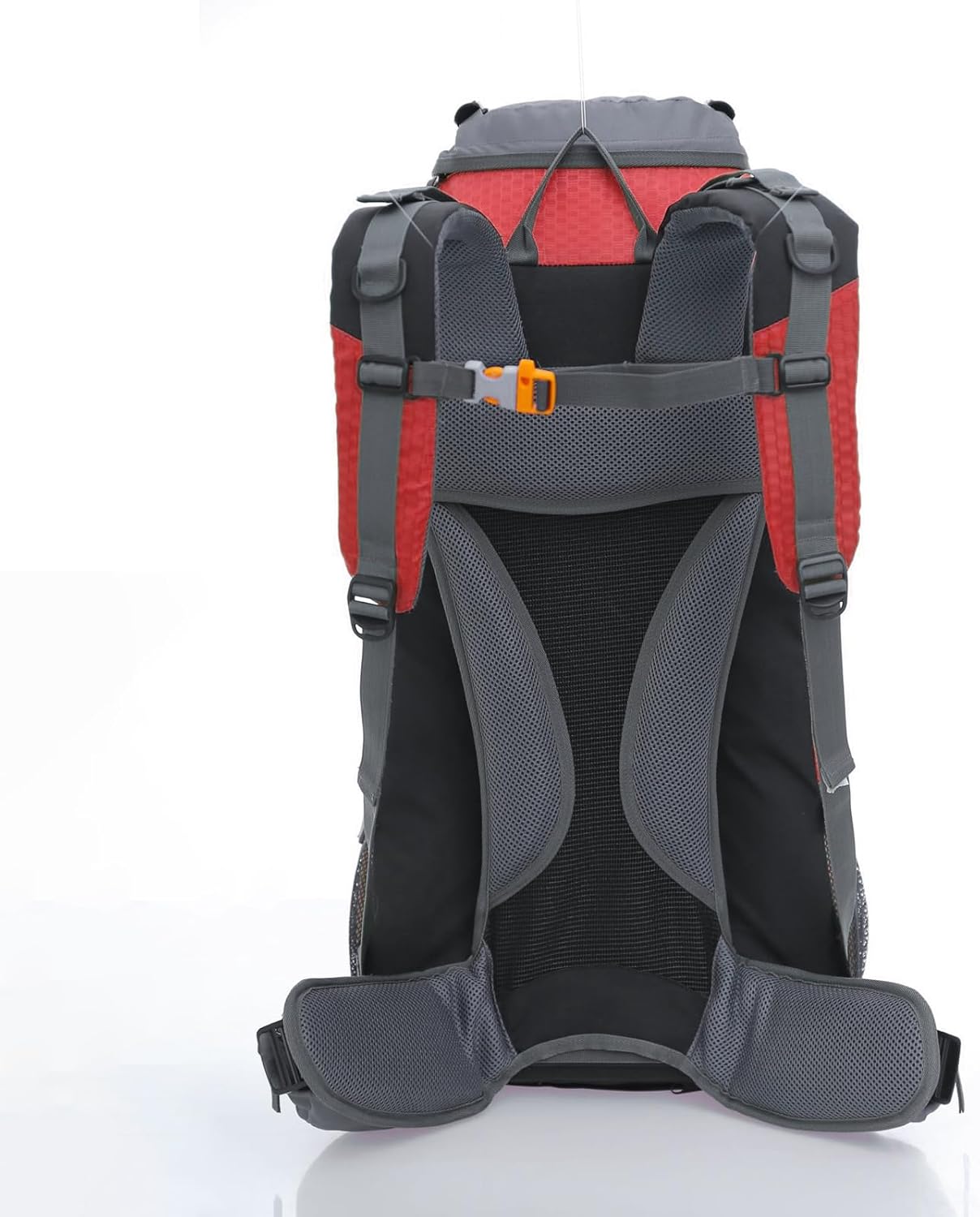 UNISTRENGH 60L Hiking Backpack Internal Frame Mountaineering Camping Backpacking with Rain Cover (Red)