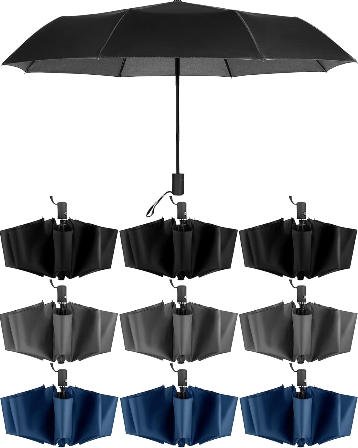 Wesiti 10 Pack Rain Umbrellas Bulk Automatic Open Close Collapsible Umbrella for Men Women
