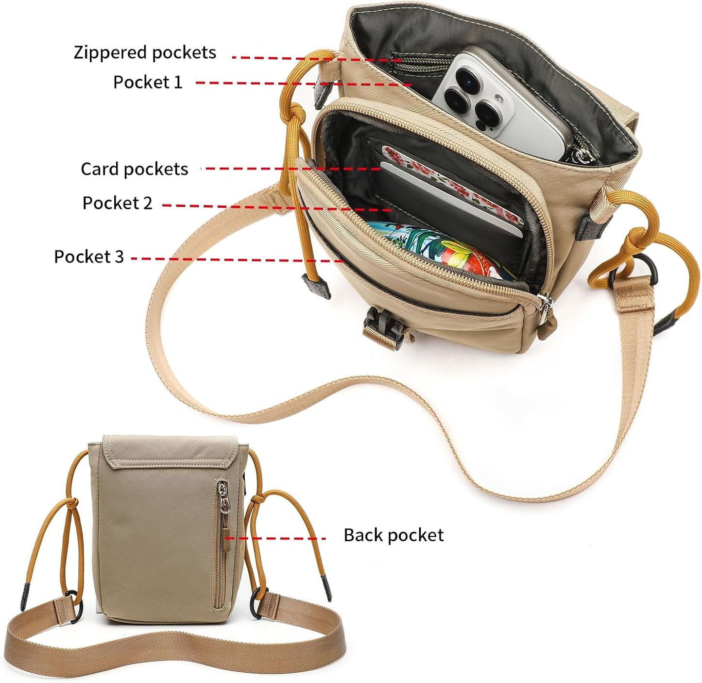 Small Messenger Crossbody bag Shoulder bag for Men Women Sling bag Purse for Work Travel