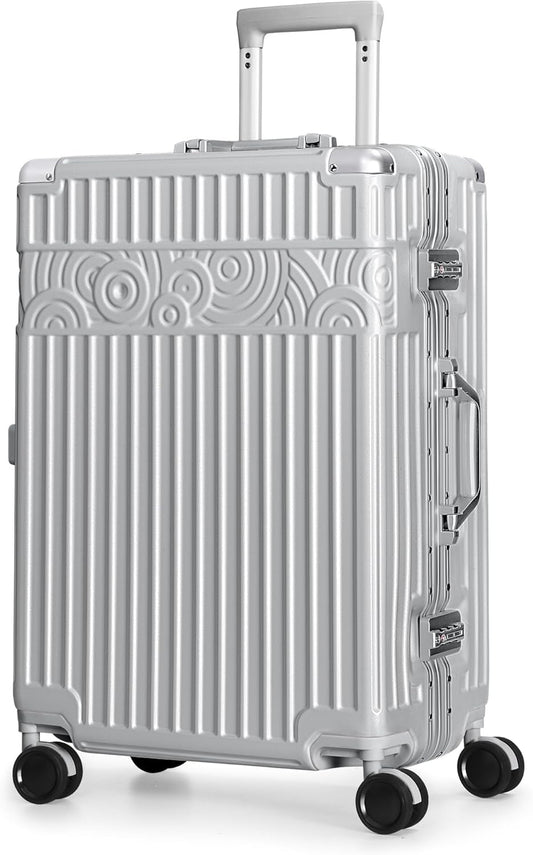 Krute Aluminum Frame Luggage 28inch Suitcase with Spinner Wheels No Zipper Checked Luggages Zipperless Hardside PC+ABS Suitcase with TSA Lock