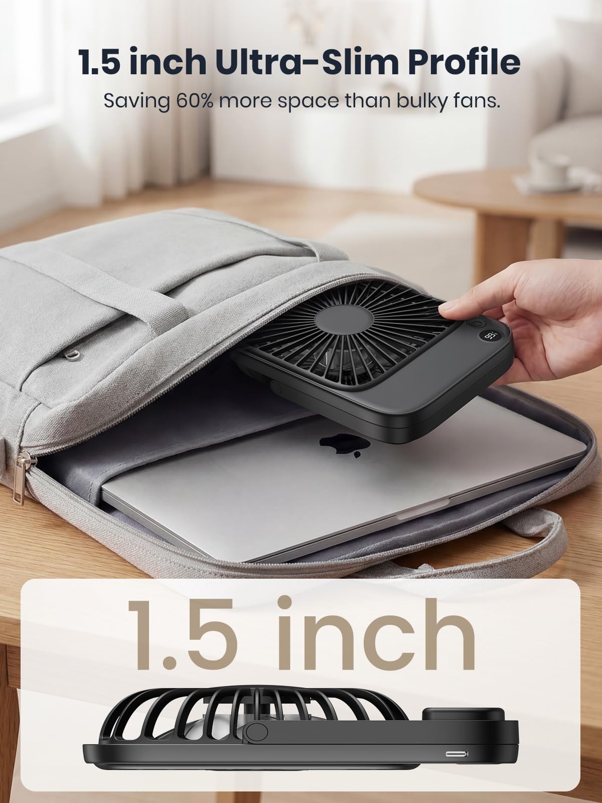 TOPK 2 Pack Portable Desk Fan 5000mAh, Quiet, Ultra-Thin