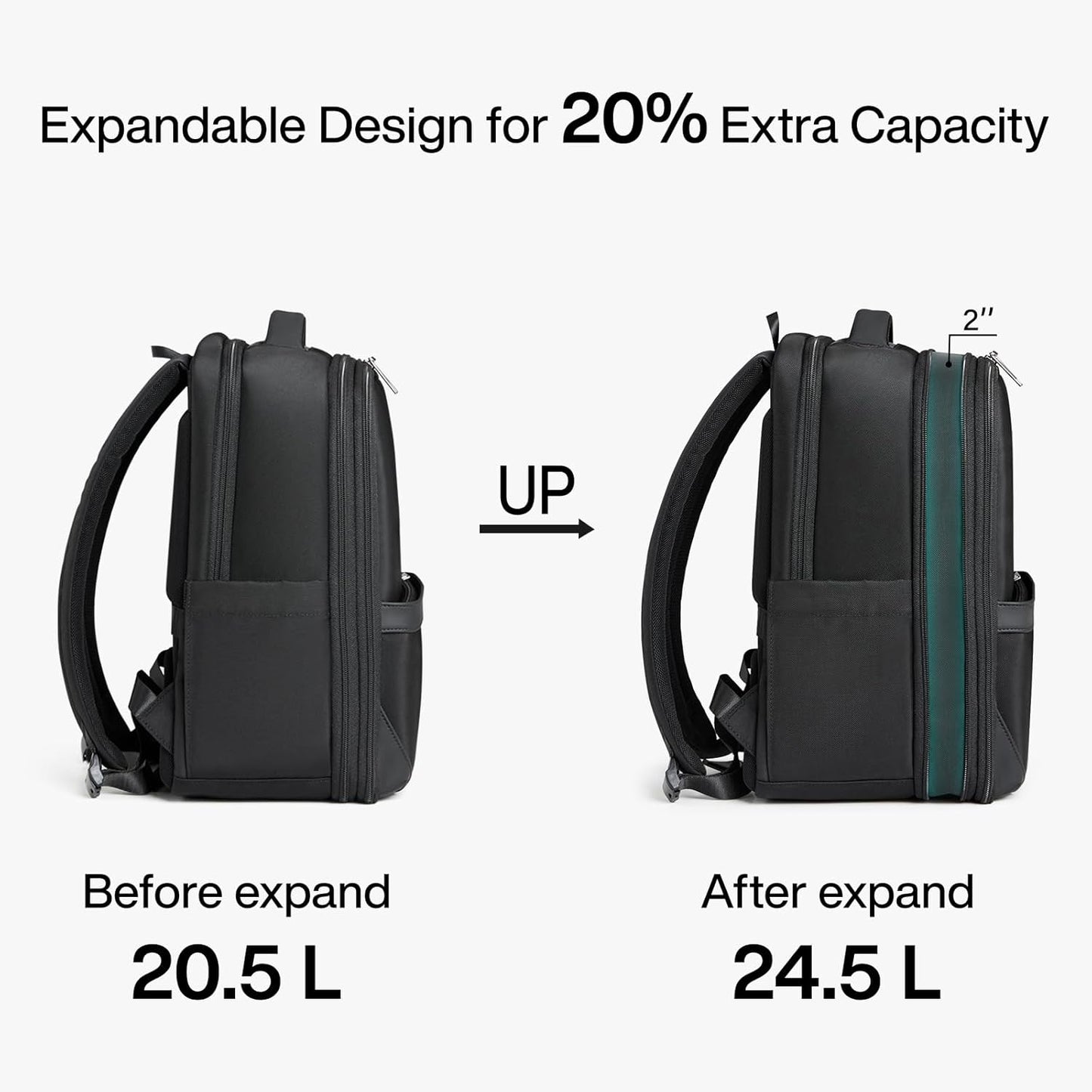 Hanke Expandable Travel Backpack 16 Inch, Full-Open Laptop Backpack Fits 15.6 Inch, Carry On