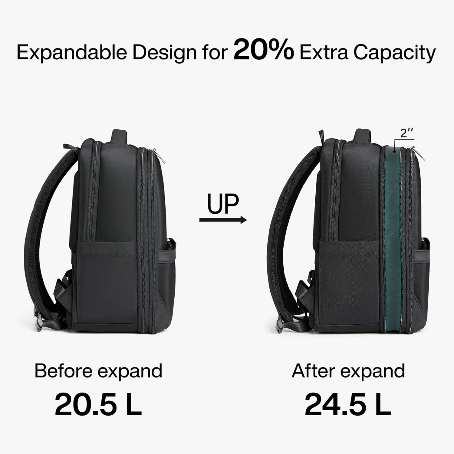 Hanke Expandable Travel Backpack 16 Inch, Full-Open Laptop Backpack Fits 15.6 Inch, Carry On
