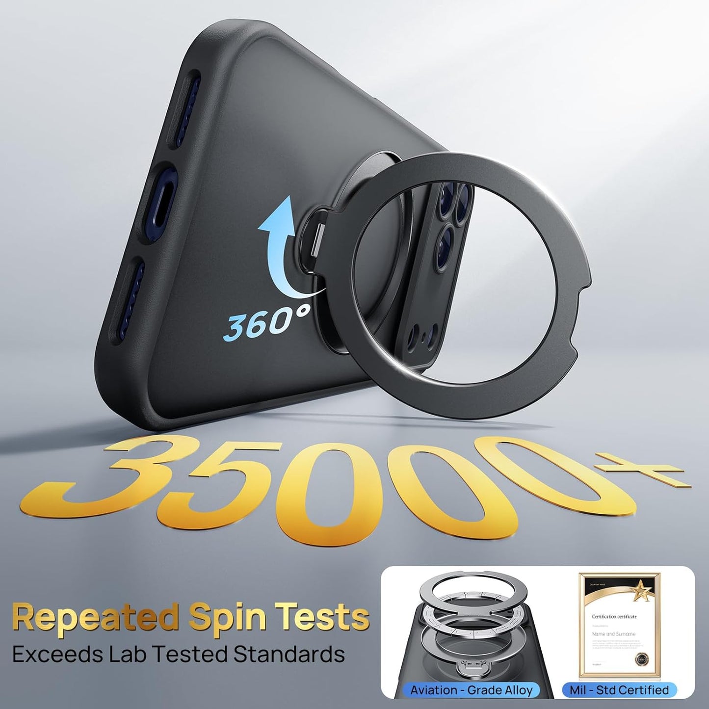 360° Spin Magnetic Stand for iPhone 17 Pro Case, [Fit for MagSafe][Military Protection][Full Camera Protection] Adjustable Kickstand iPhone Case for iPhone 17 Pro 6.3", Black