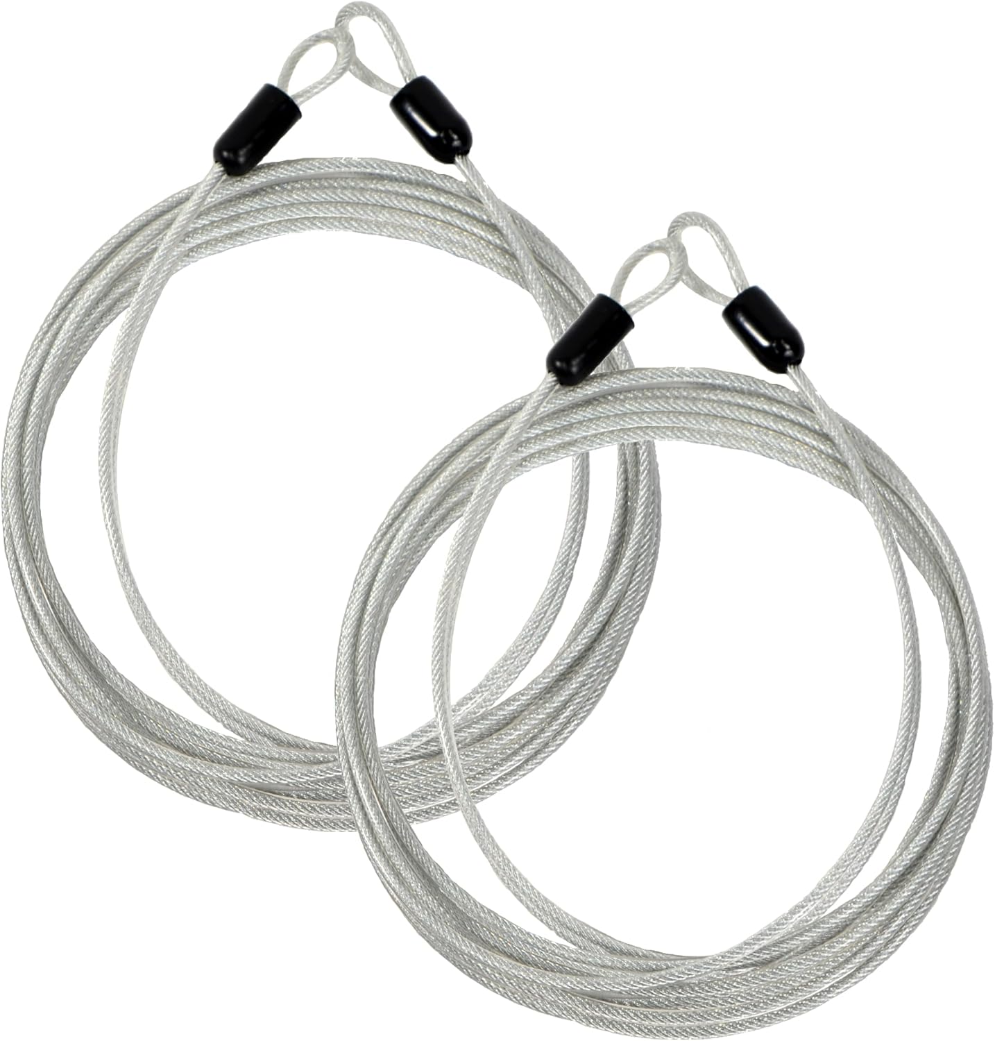 Lumintrail 4 Foot 3mm (1/8th Inch) Braided Steel Coated Security Cable Luggage Lock Safety Cable Wire Double Loop (2 Pack)