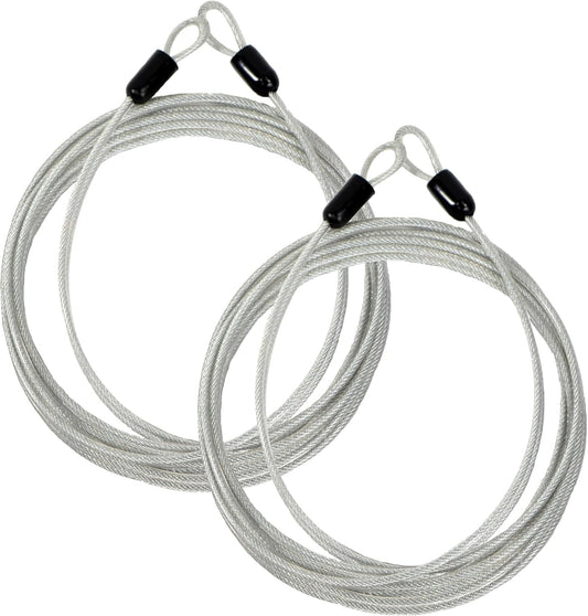 Lumintrail 4 Foot 3mm (1/8th Inch) Braided Steel Coated Security Cable Luggage Lock Safety Cable Wire Double Loop (2 Pack)