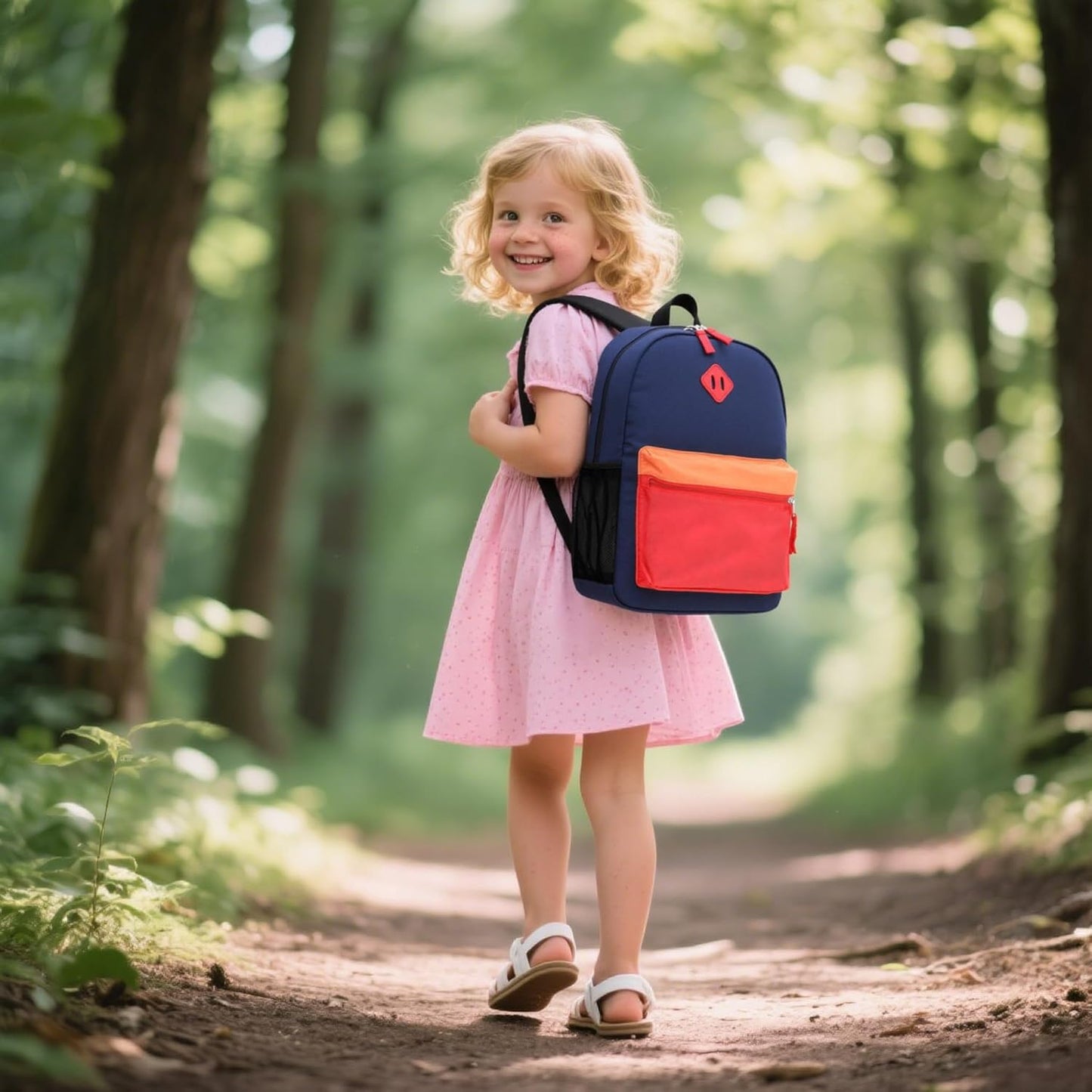 Preschool Backpack Kindergarten Toddler School Backpacks 2-4 Years for Boys and Girls with Chest Buckle (Navy Red, Small-12 H(not Fit Folder))