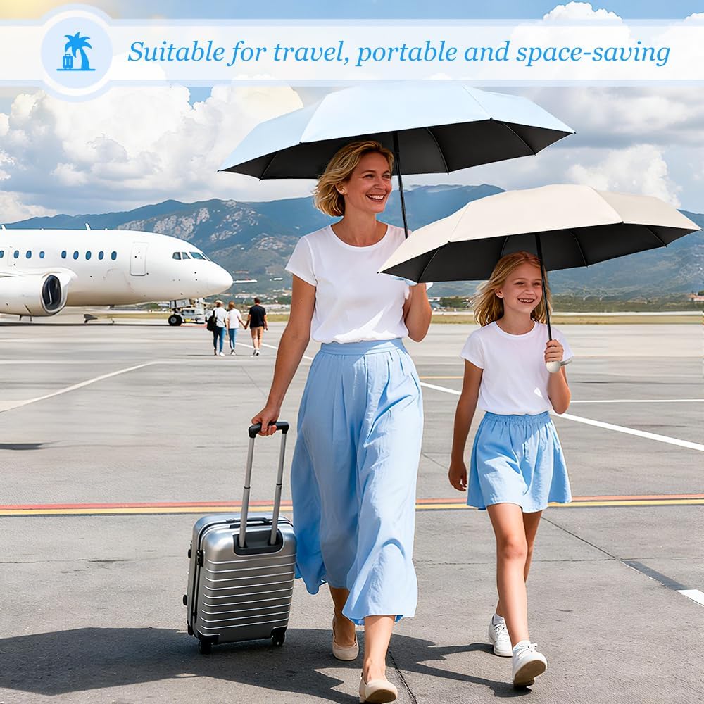 TOPSAIL Mini Umbrella Compact for Travel, UV Sun Protection(UPF50+), Waterproof for Light Rain, Suitable for Women & Kids With a Case, Manual Folding Small Pocket Size Ufor Backpack/Purse