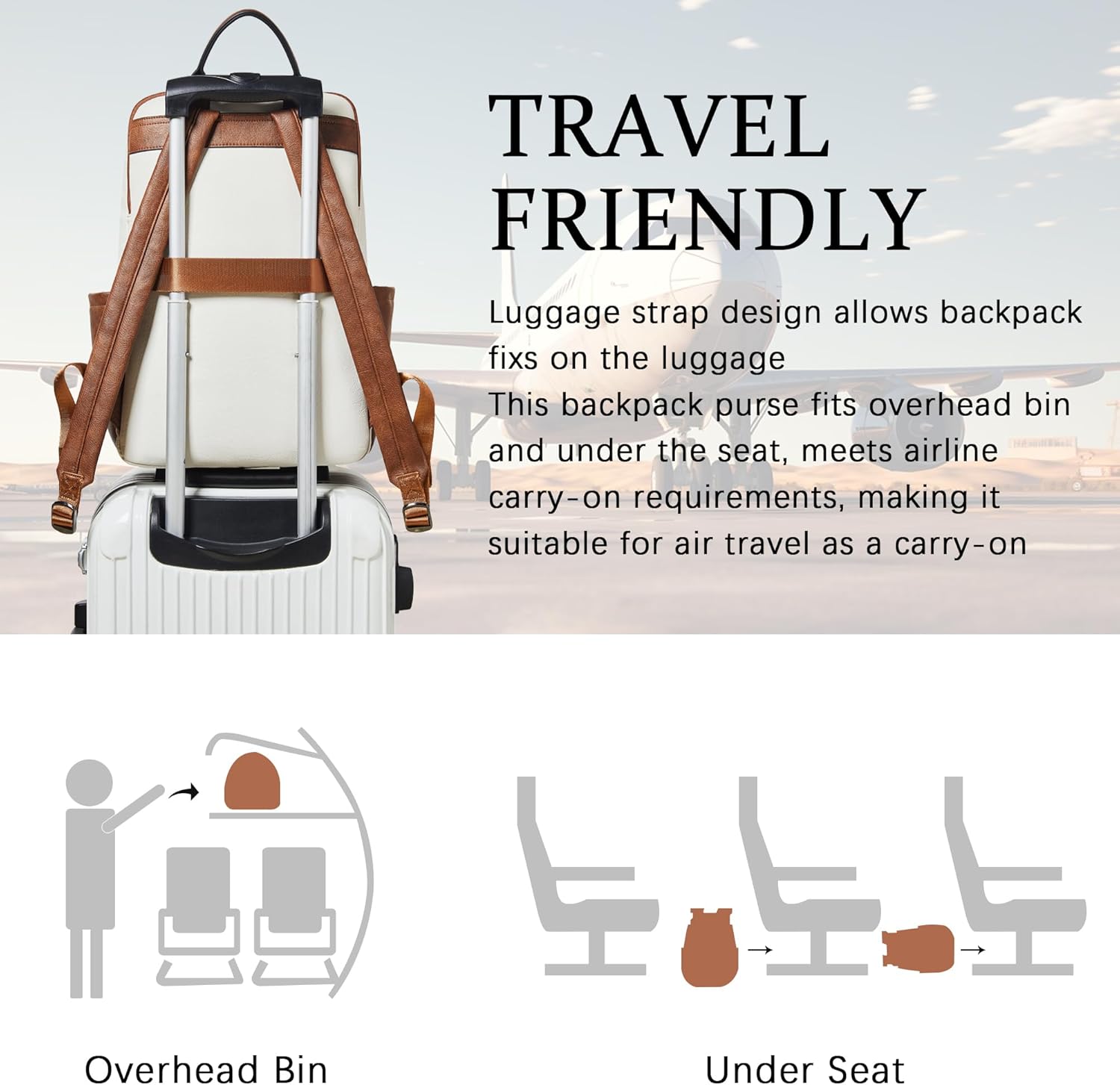 Leather Laptop Backpack for Women,Leather Backpack with Laptop Compartment Fit 15.6 inch