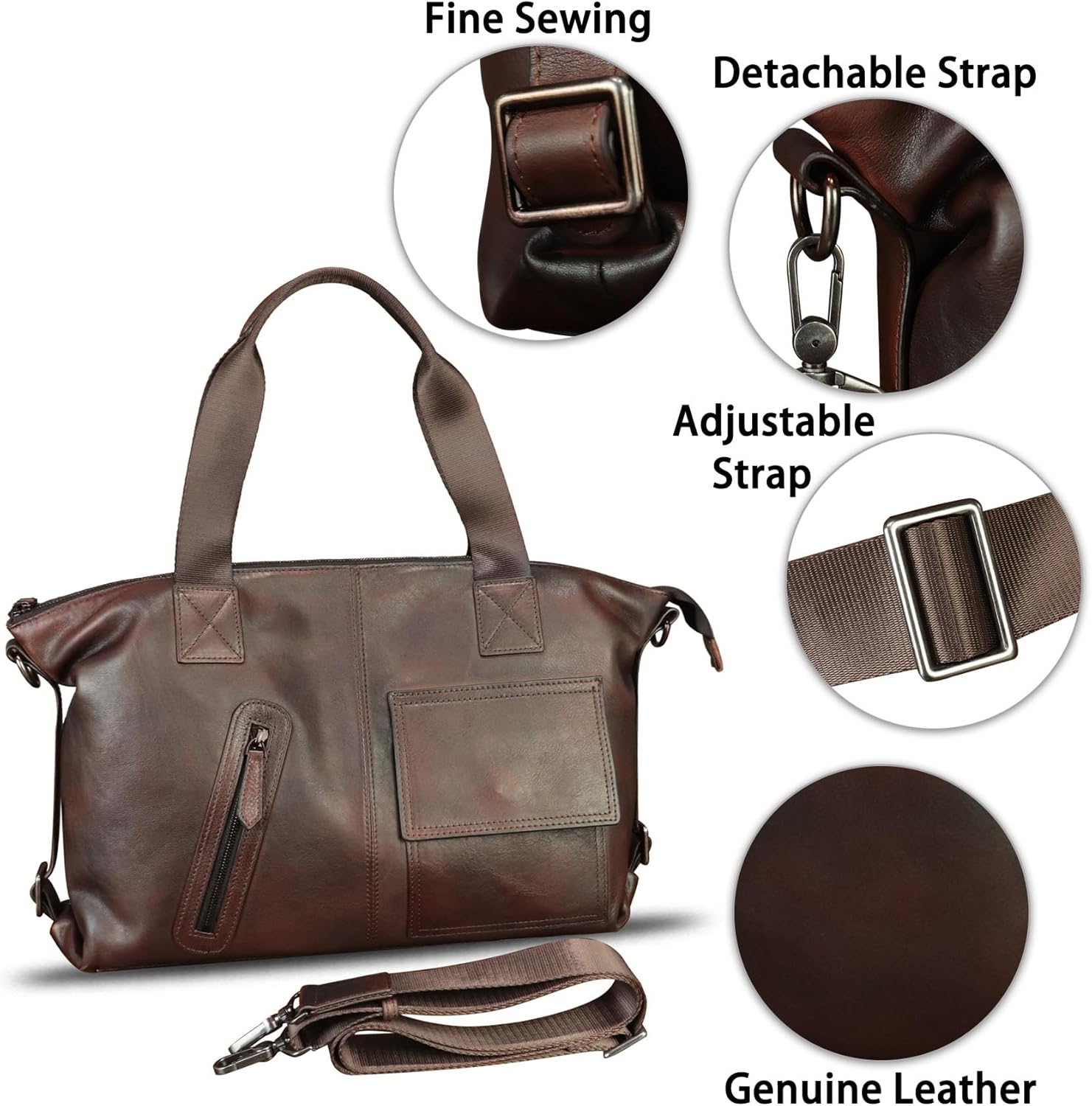 Genuine Leather Messenger Bag and Briefcase Purse for Men Leather Top Handle Handbags Satchel