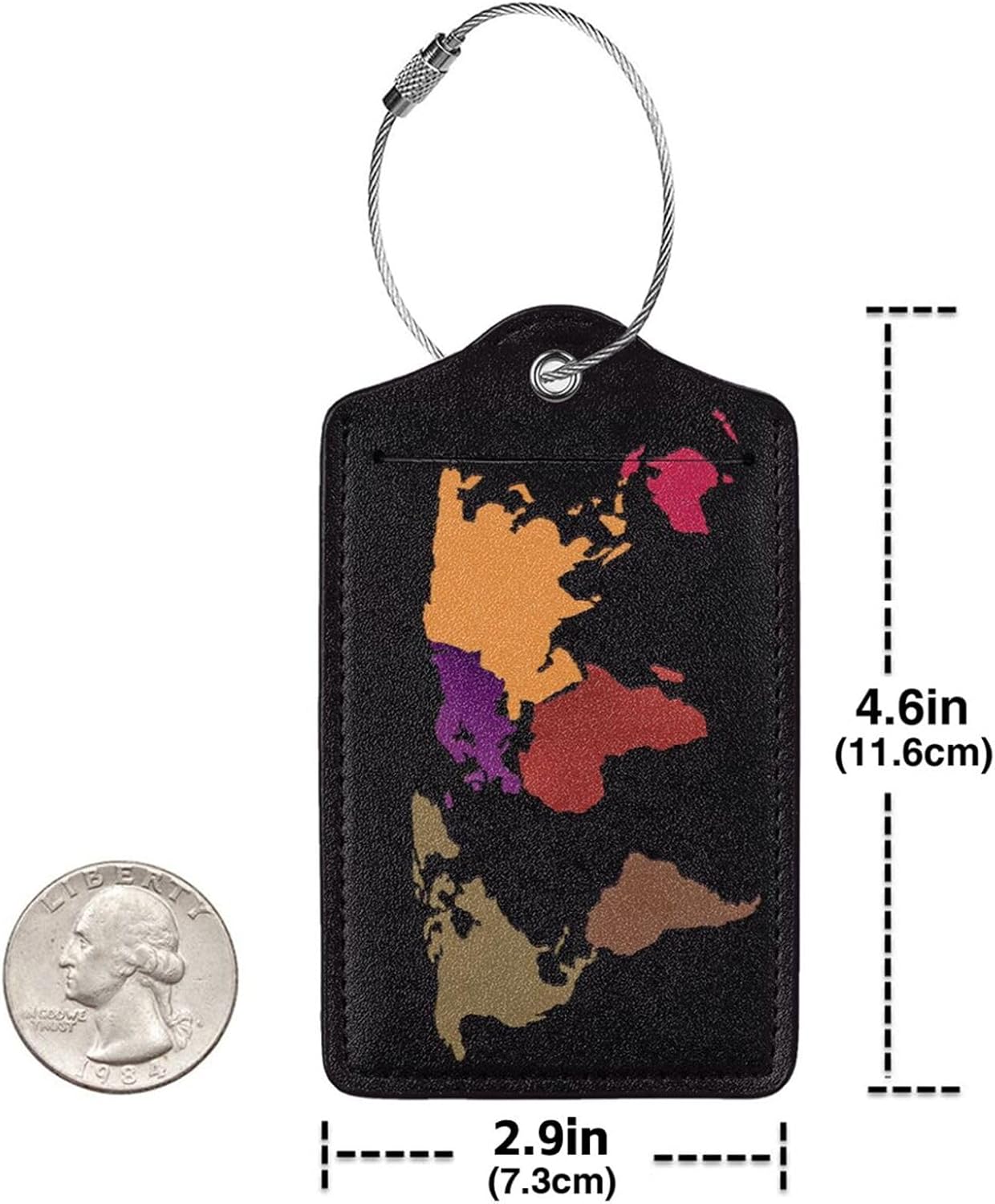 World Map Luggage Cover for Suitcase and Luggage Tag Combination, Elastic Washable Anti-Scratch Protector, Travel Birthday Gift for Men Women (S 18-21 Inch Luggage)