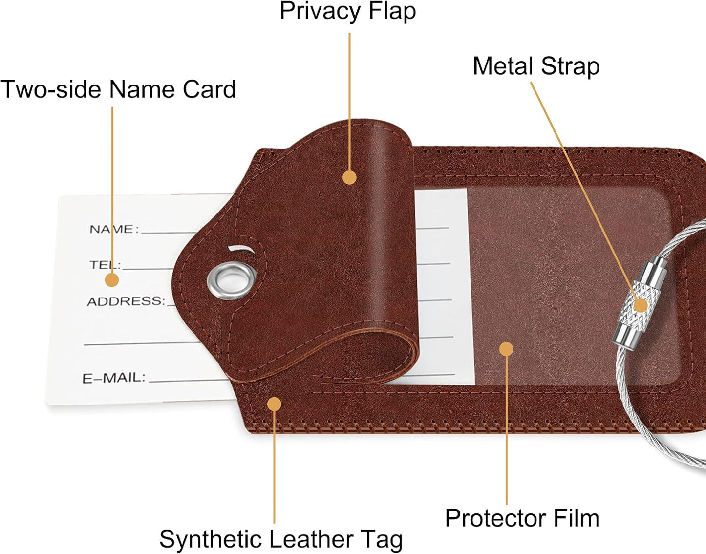 Fintie Luggage Tags, Privacy Cover ID Label with Stainless Steel Loop and Address Card for Travel