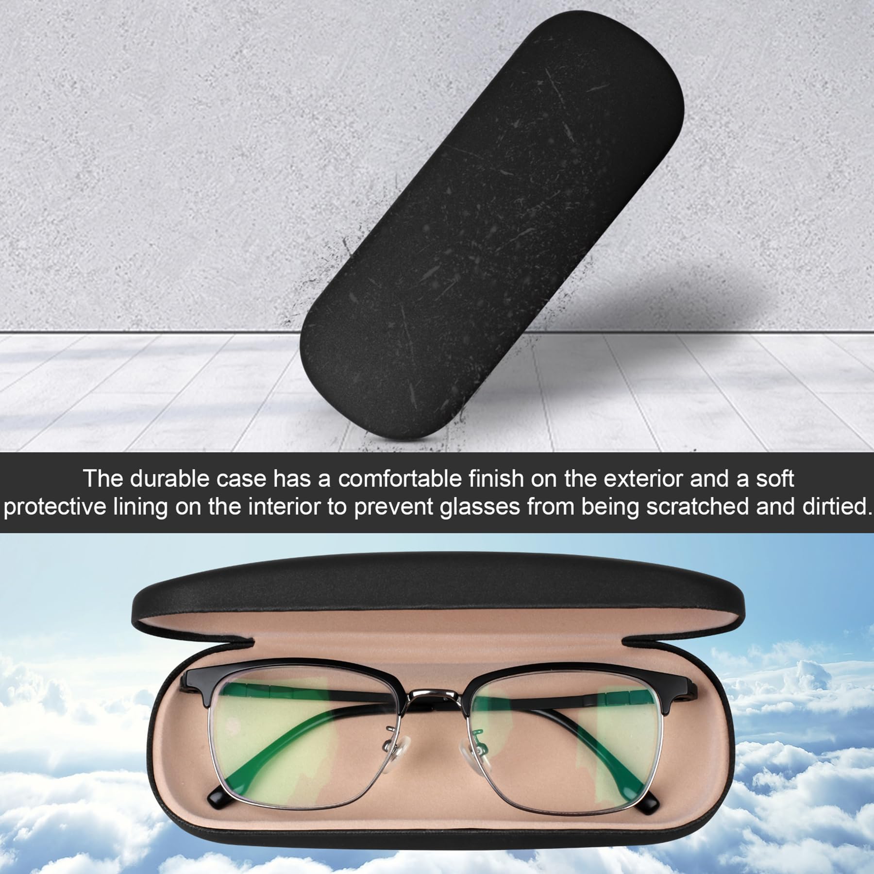 Joyberg Glasses Case, 2 Pack Eyeglass Case with Cleaning Cloth, Glasses Case Hard Shell Fits Most