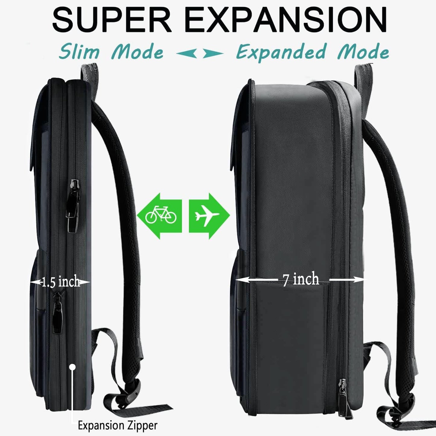 Slim & Expandable Laptop Backpack 15.6 Inch, Computer Rucksack Water Resistant Bag, Anti-Theft Travel Daypack for Men and Women-Gray