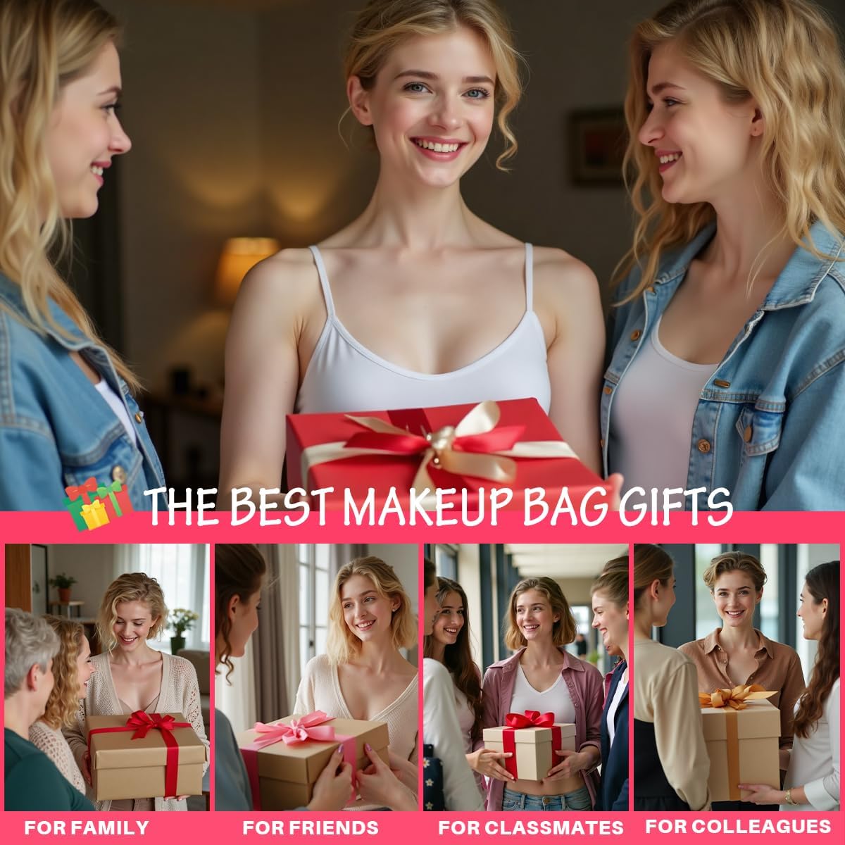 2 PCS Girls Trip Gifts: Fashion Waterproof Nylon Cosmetic Bag, 9W x 7H, Perfect for Travel