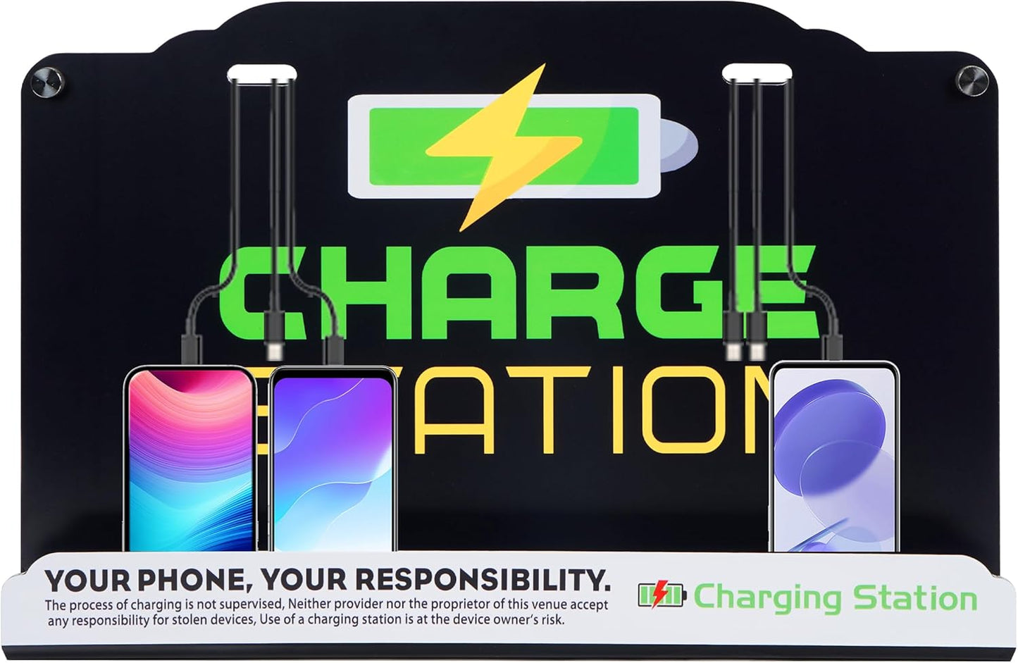 Wall Mount Charging Station with 8 Ports Phone Charger with Type-C,Android Port | Applicable for