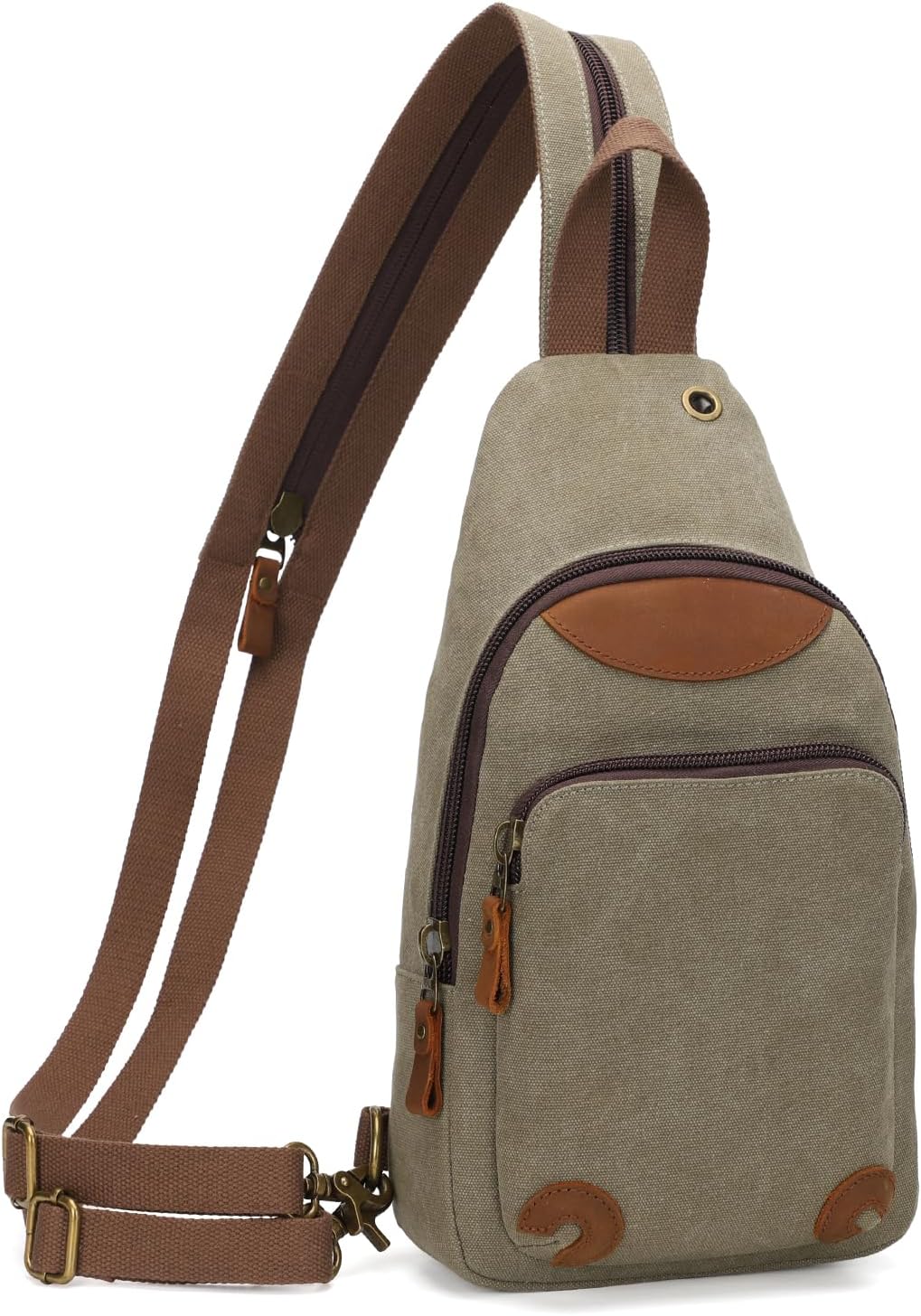 KL928 Canvas Sling Bag Crossbody Backpack Shoulder Casual Rucksack for Men Women,Olive Green