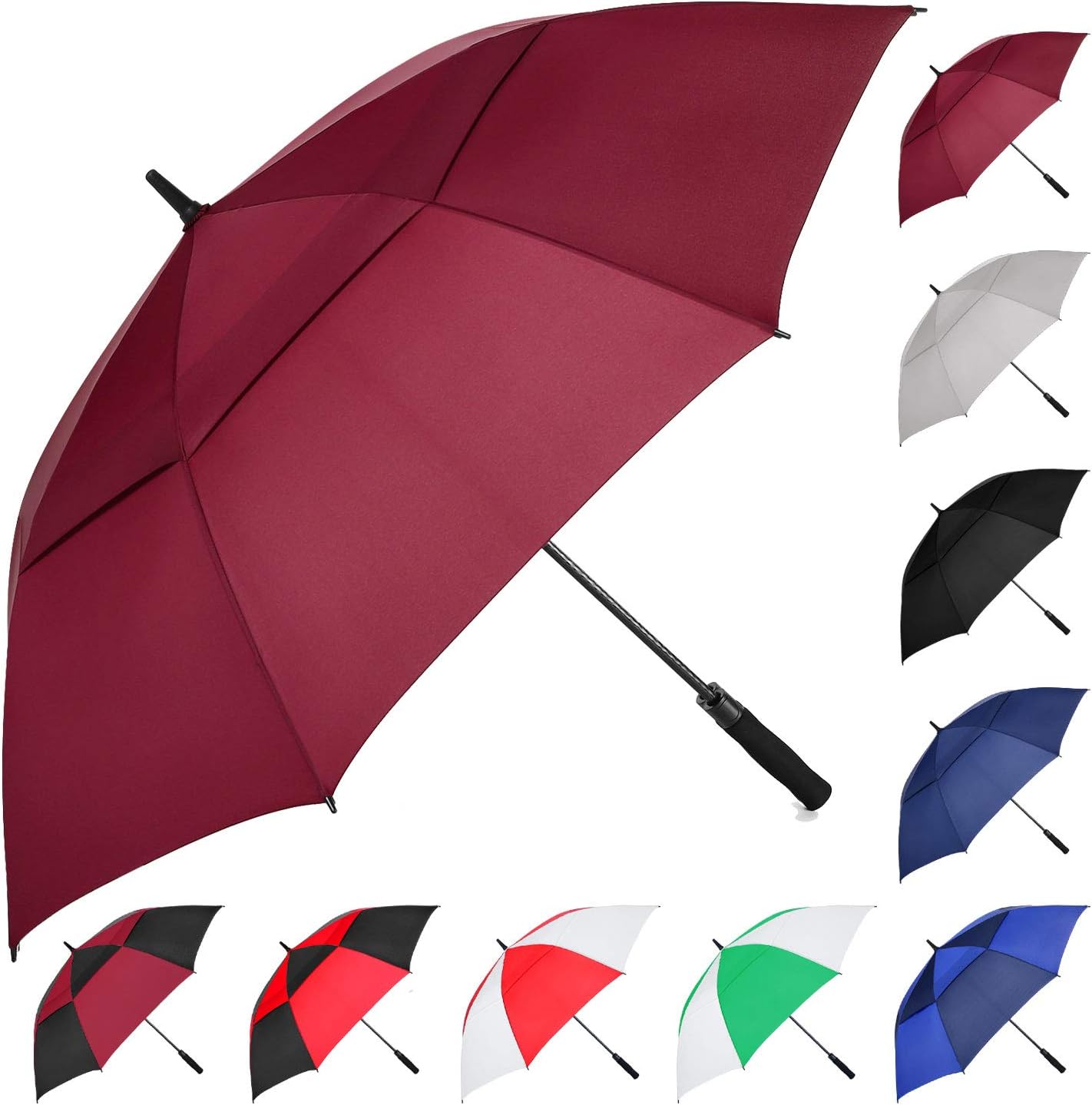 MRTLLOA Extra Large Golf Umbrella, 54/62/68/72 Inch Automatic Open, Oversize Double Canopy Vented