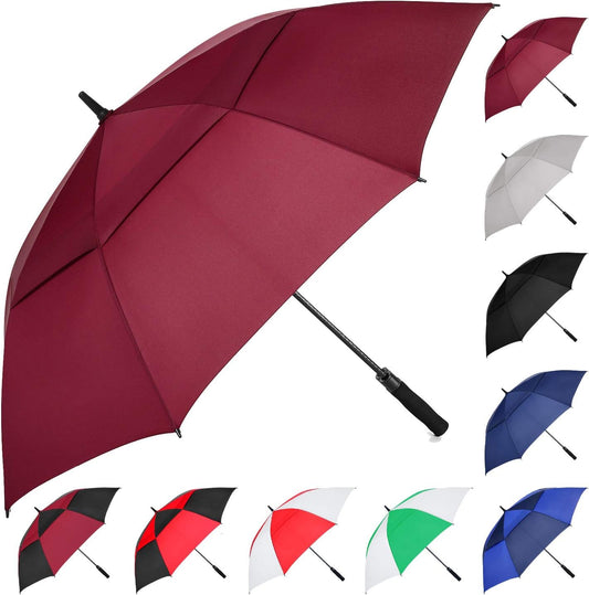 MRTLLOA Extra Large Golf Umbrella, 54/62/68/72 Inch Automatic Open, Oversize Double Canopy Vented Windproof Waterproof Sports Umbrellas for Rain