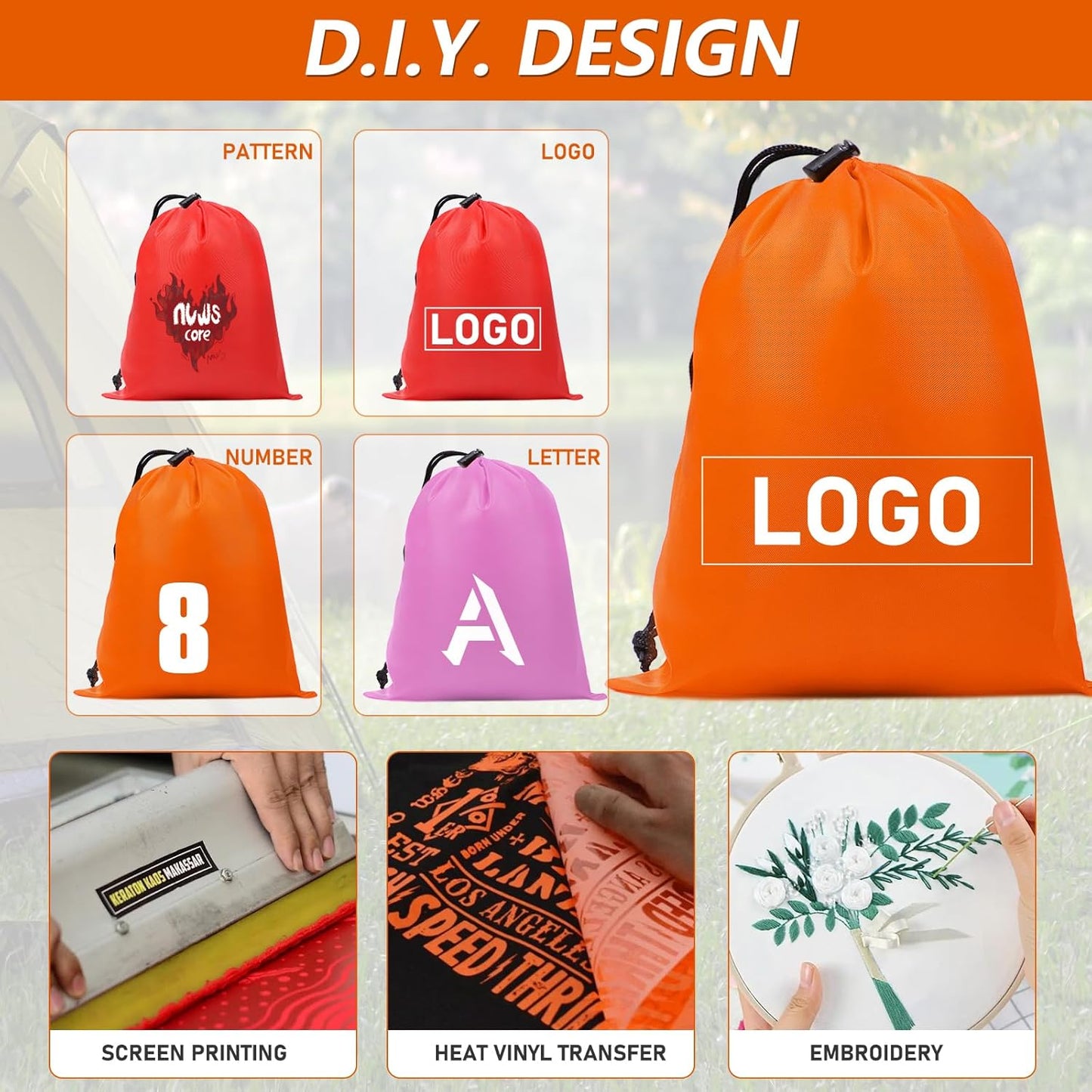 iMucci Upgrade Waterproof Drawstring Bag Sack Nylon Bag Ditty Bag for Gym Traveling, Hiking, Yoga, Shopping