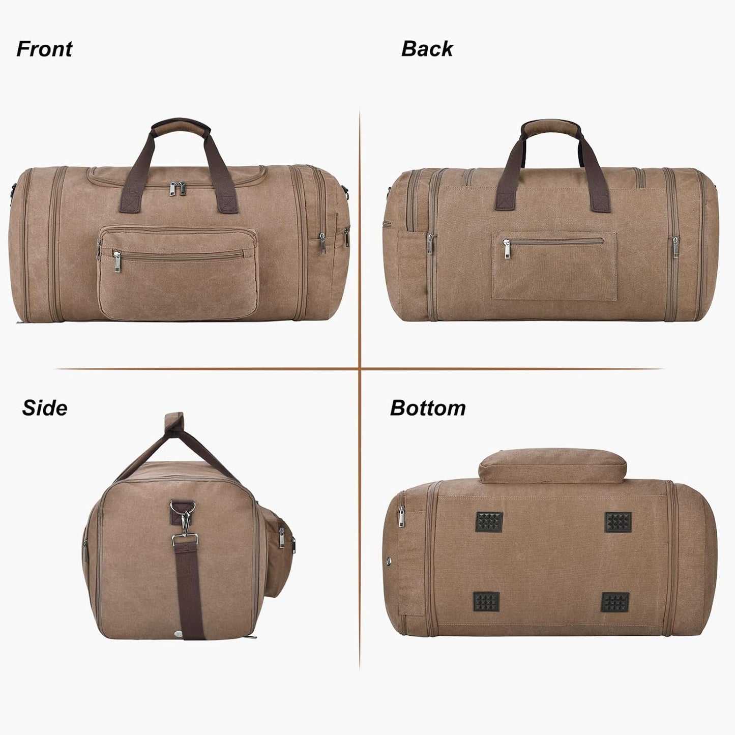 Felipe Varela 60L Duffle Bag for Men, Large Expandable Canvas Duffel Bag for Travel, Mens Carry On