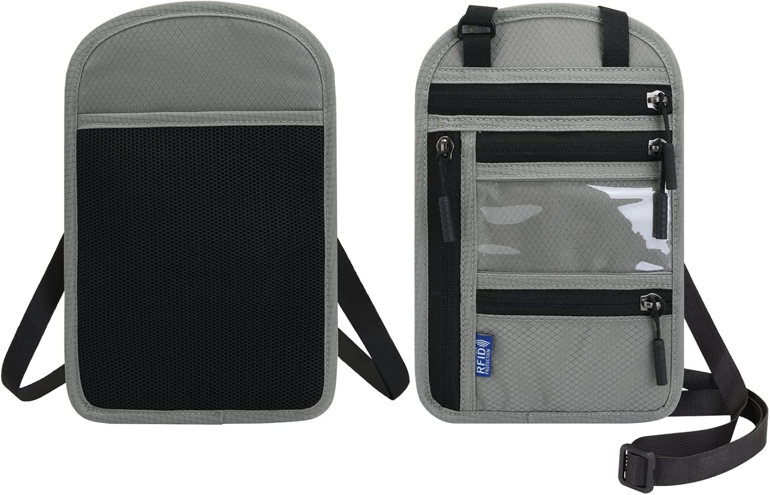 Surblue RFID Blocking Neck Wallet Travel Passport Holder Neck Pouch Vaccination Card Holder for