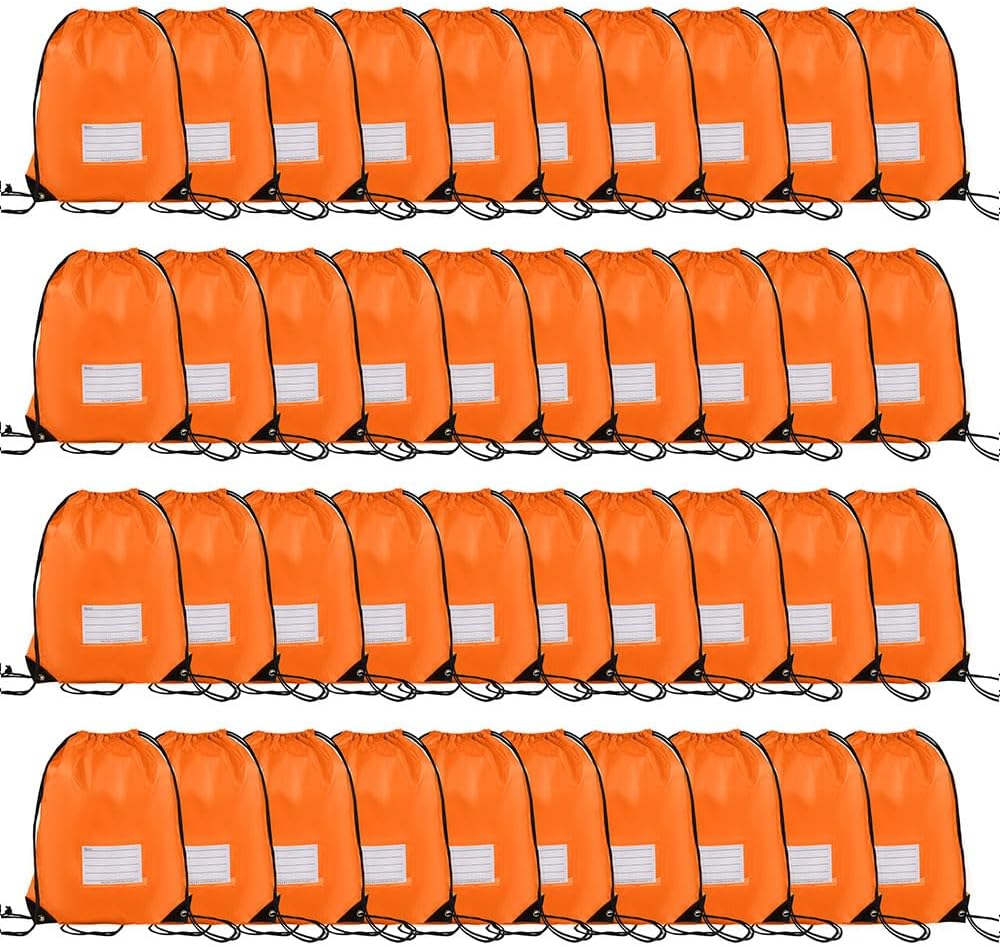 40 Pcs Drawstring Bags,Bulk Draw String Backpack, DIY Gym Sports Cinch Bag Sackpack for Women Men, Orange