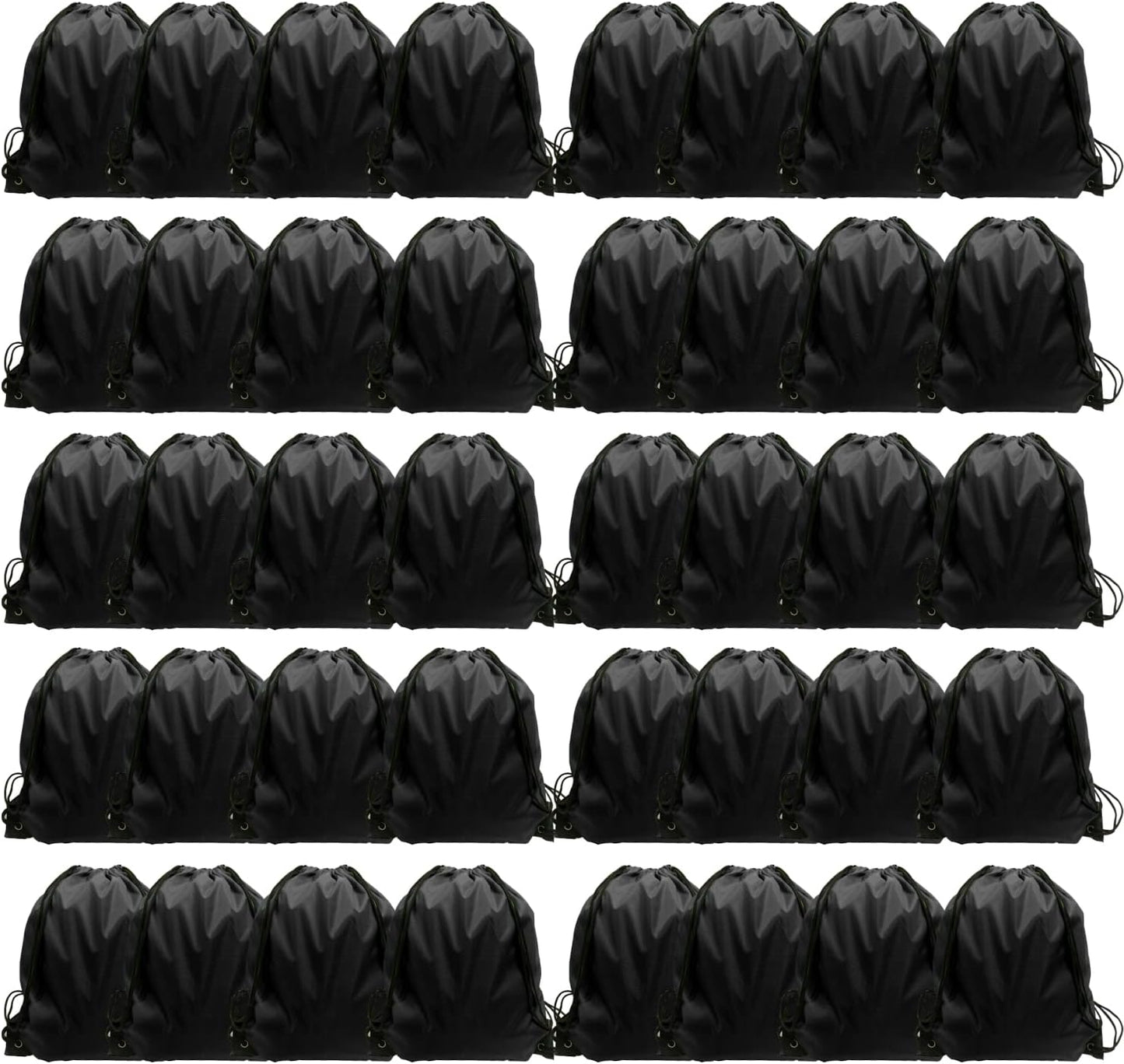 GoodtoU Drawstring Backpack Bulk, 40 Pcs Draw String Bags Cinch Bag Drawstring Gym Bag Sackpack bags for Women Men, Black