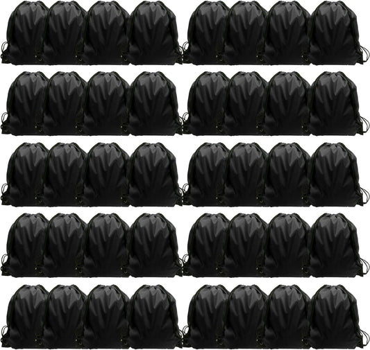 GoodtoU Drawstring Backpack Bulk, 40 Pcs Draw String Bags Cinch Bag Drawstring Gym Bag Sackpack bags for Women Men, Black