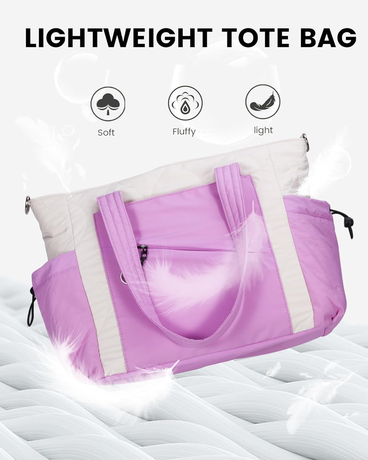 HUGOOME Tote Bag for Women,Puffer Tote Bag with Strap Quilted Nurse Teacher Work Bags Pockets