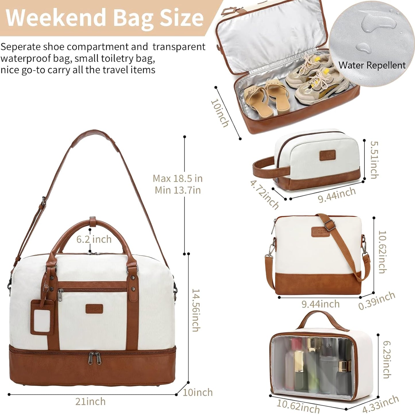 4PCS Weekender Bags for Women Large Overnight Weekend Travel Duffel Bags