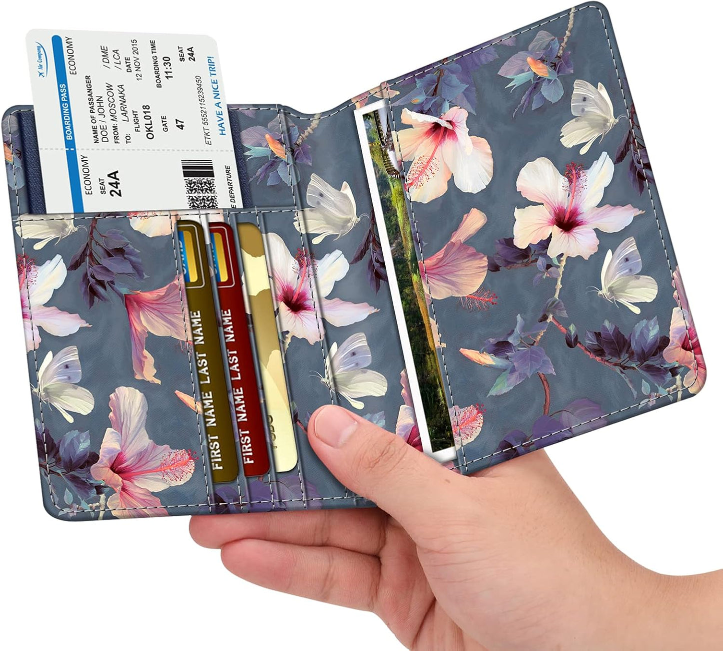 FINTIE Passport Holder, Slim Travel Wallet RFID Blocking Card Case Cover Passport Cover Protector Essentials with Credit Card Slots for Women/Men