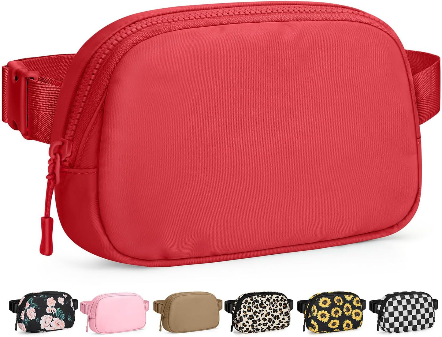 Fanny Packs for Women Cross Body Bag Waterproof Belt Bag with Adjustable Strap and Zipper Back Pocket Small Crossbody Bags Fashion Waist Packs for Workout Travelling(Coral Red)