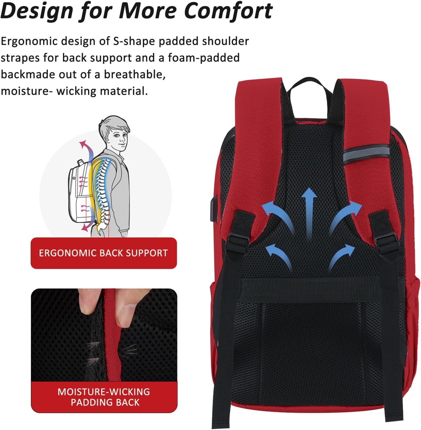 MAXTOP Deep Storage Laptop Backpack with USB Charging Port[Water Resistant] College School Computer Bookbag Fits 17 Inch Laptop