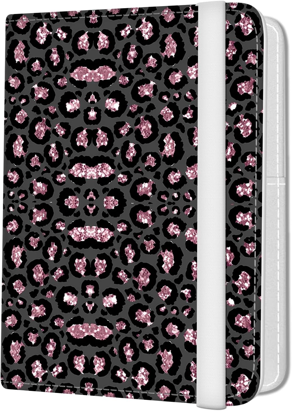 Passport Holder for Travel Essentials, Leather RFID Blocking Passport Wallet Cover Case, Cute Passport Book Holders for Women and Men Sliver Leopard