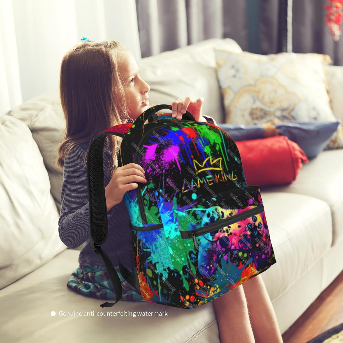 Graffiti Gamepad School Backpack For Boys Games Gaming Travel Boy Backpack For Kids Children Water Resistant Bags Bookbag Travel Hiking Camping Daypack back pack for Adults Teens Boys