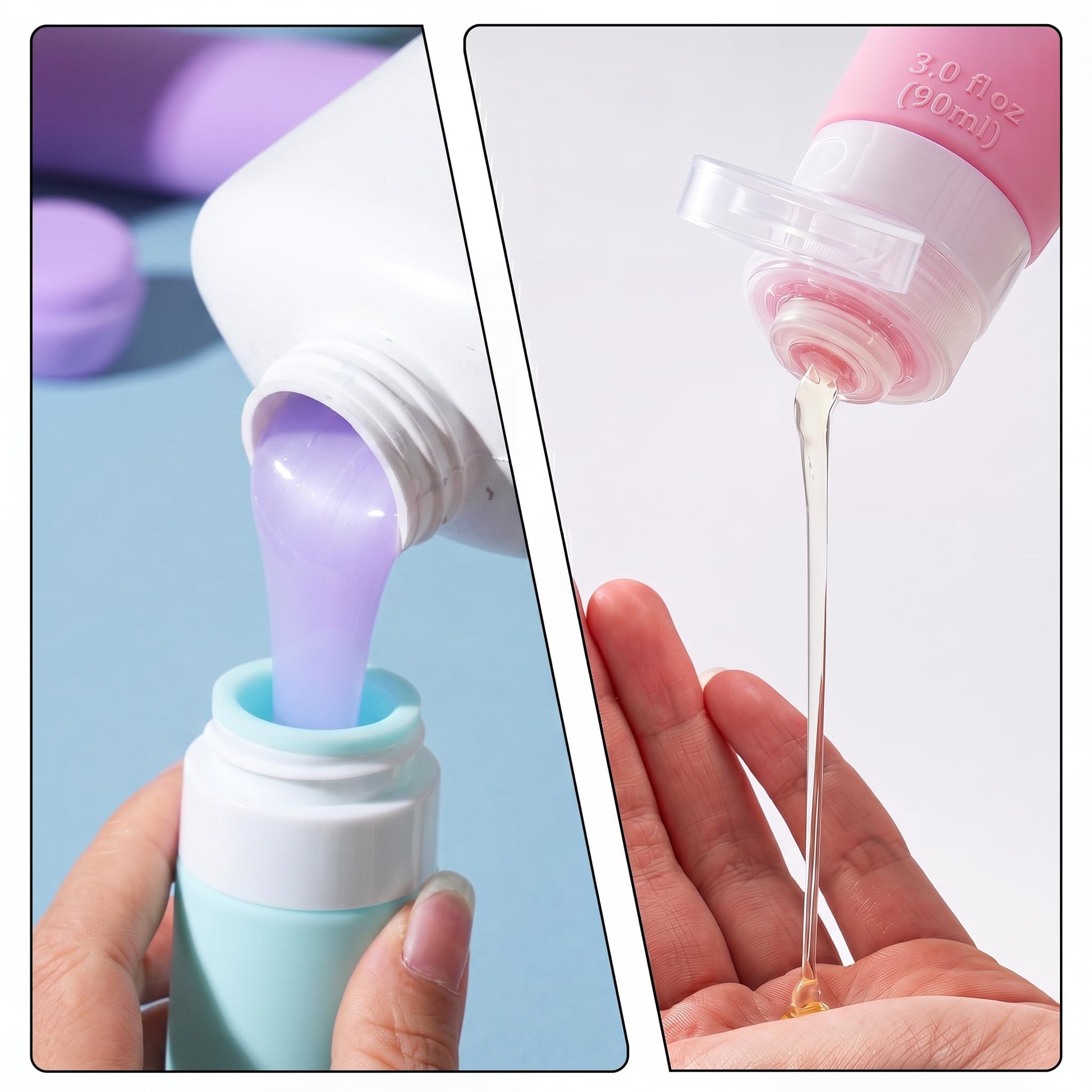 JBYAMUS 18 Pack Travel Bottles for Toiletries - TSA Approved, Triple Leak Proof Silicone Set, 3oz