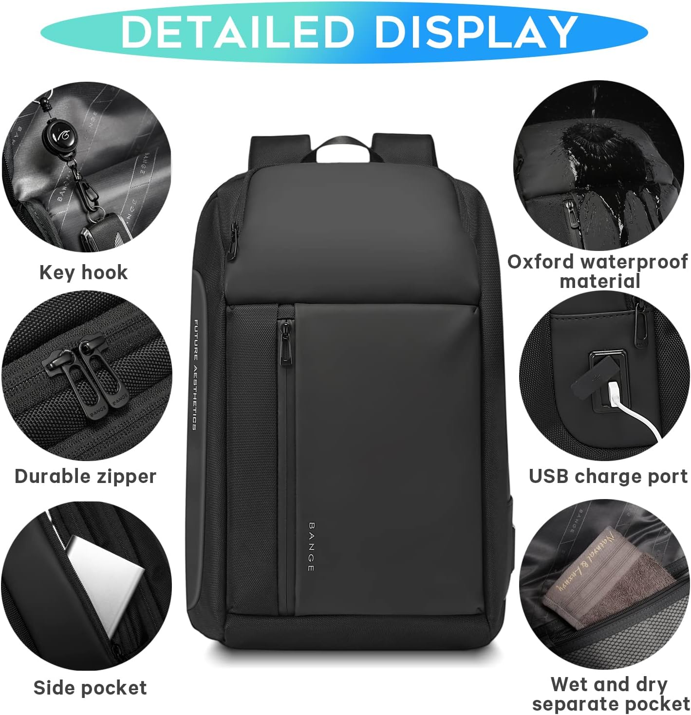 BANGE Travel Backpacks, Overnight Laptop Carry-On Backpack for Airplanes, Waterproof 15.6 inch Laptop Backpack for Men and Women