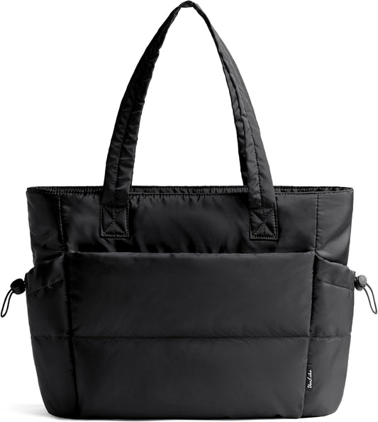 Tote Bag for Women Puffy Work Bags for Women with Zipper Lightweight Quilted Puffer Tote Bag for Travel, Teacher, Nurse