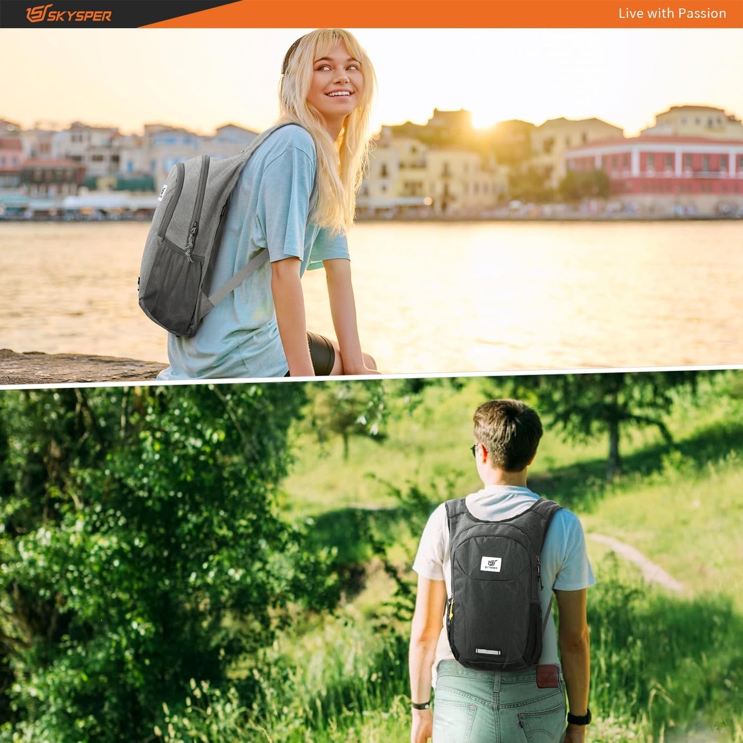 SKYSPER Small Hiking Backpack 10L Packable Lightweight Back Pack Foldable Travel Daypack for Women Men