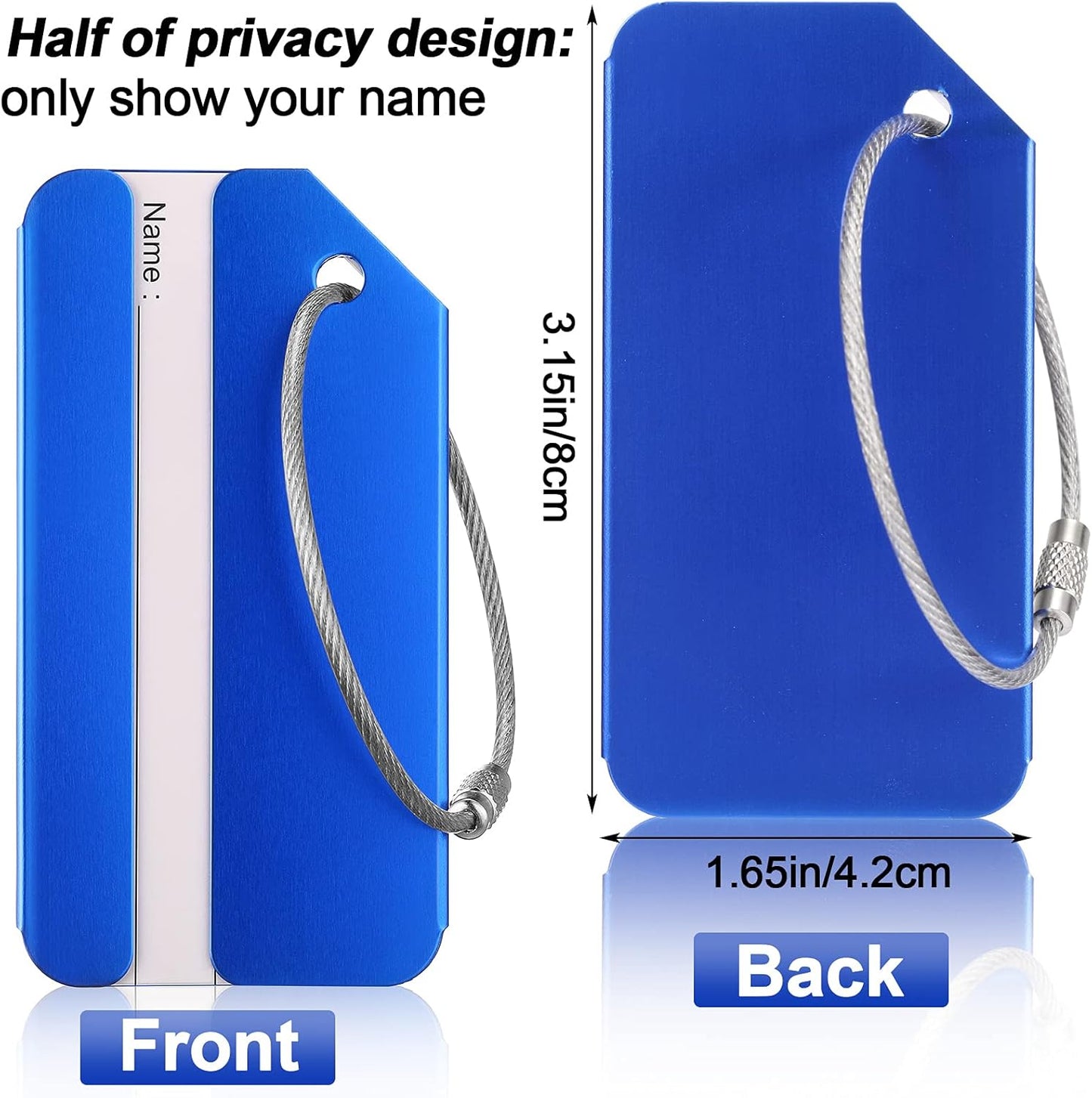 12 Pieces Luggage Tags Business Card Holder Aluminum Metal Travel ID Bag Tag for Suitcases Travel Luggage Baggage Identifier(Blue)