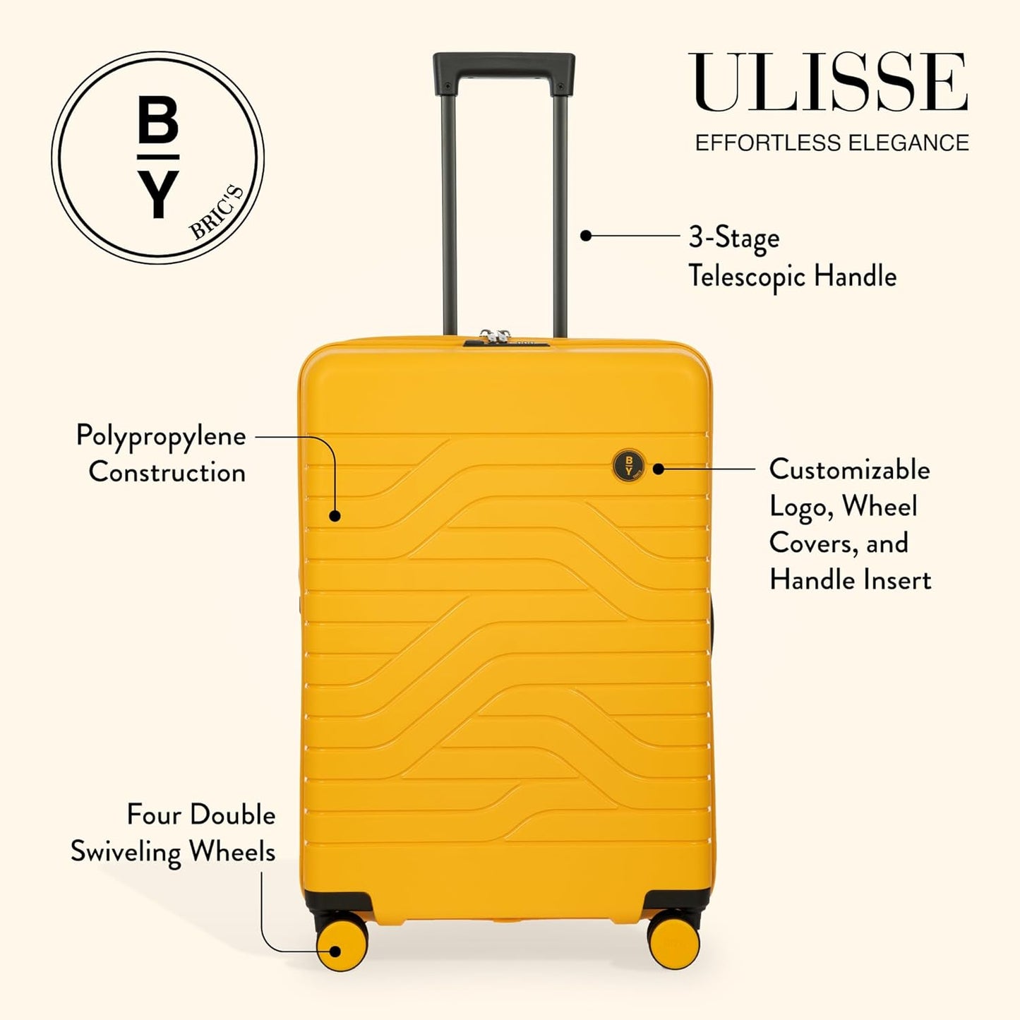 Bric's B|Y Ulisse Spinner Suitcase, Expandable Hard Shell Luggage with TSA Lock and Smooth 360° Wheels 28" – Mango